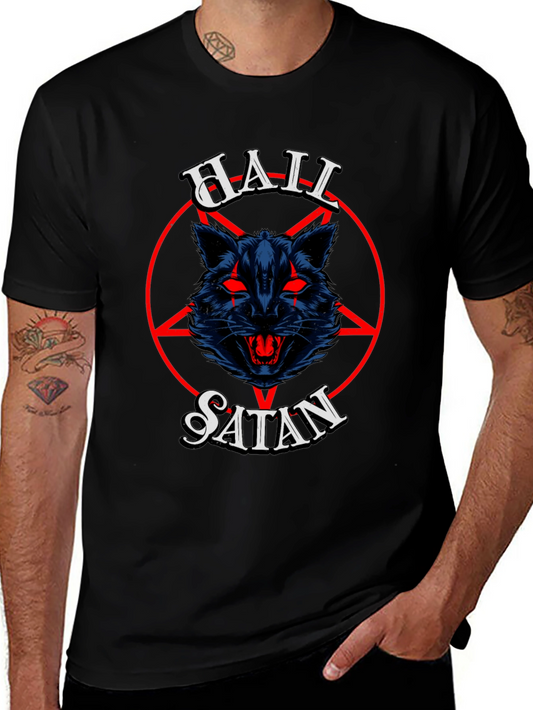 Hail Satan Graphic Tee - Black Cotton T-Shirt
