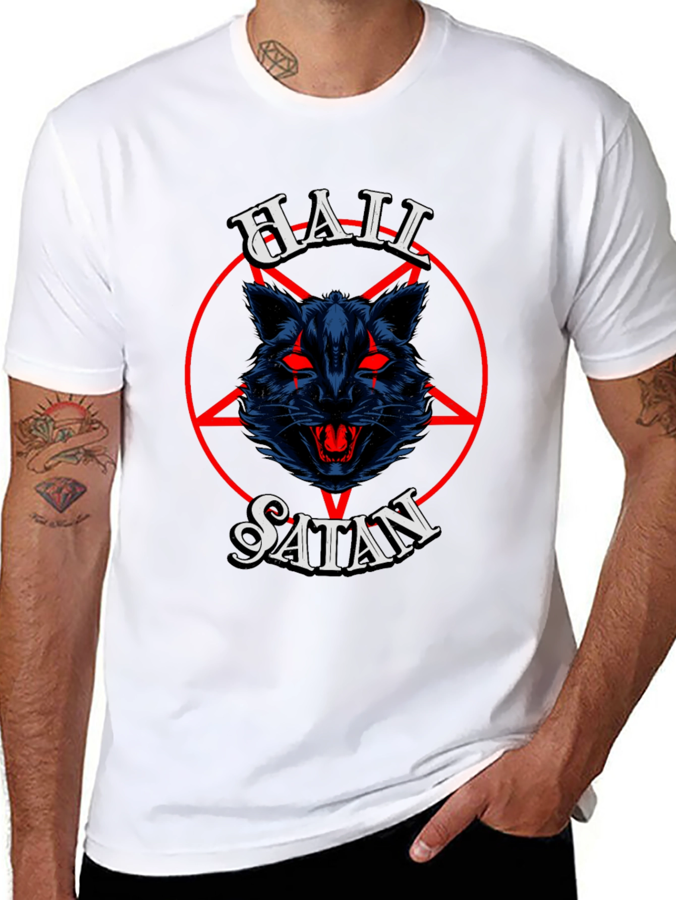 Hail Satan Graphic Tee - Black Cotton T-Shirt