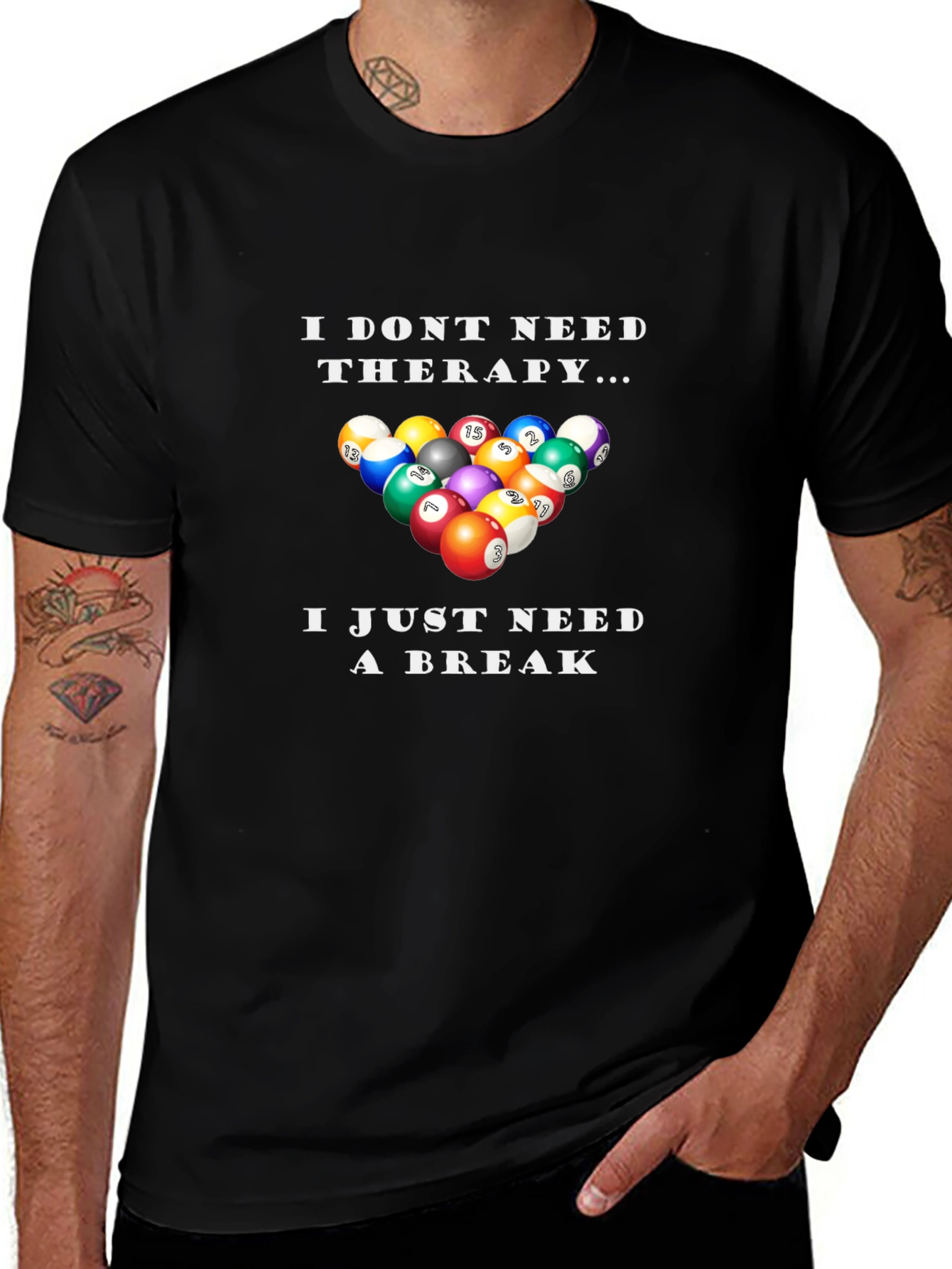 Funny Billiards Therapy T-Shirt: Need A Break