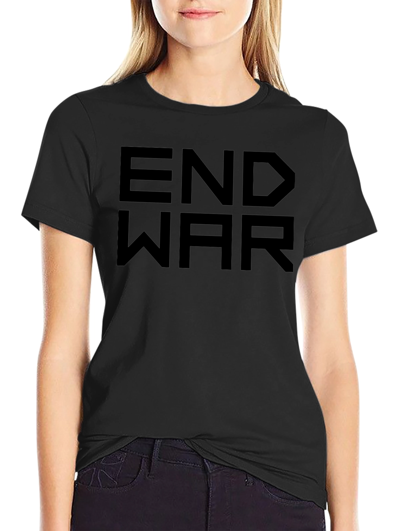 End War Black Graphic Tee - Bold Statement Shirt