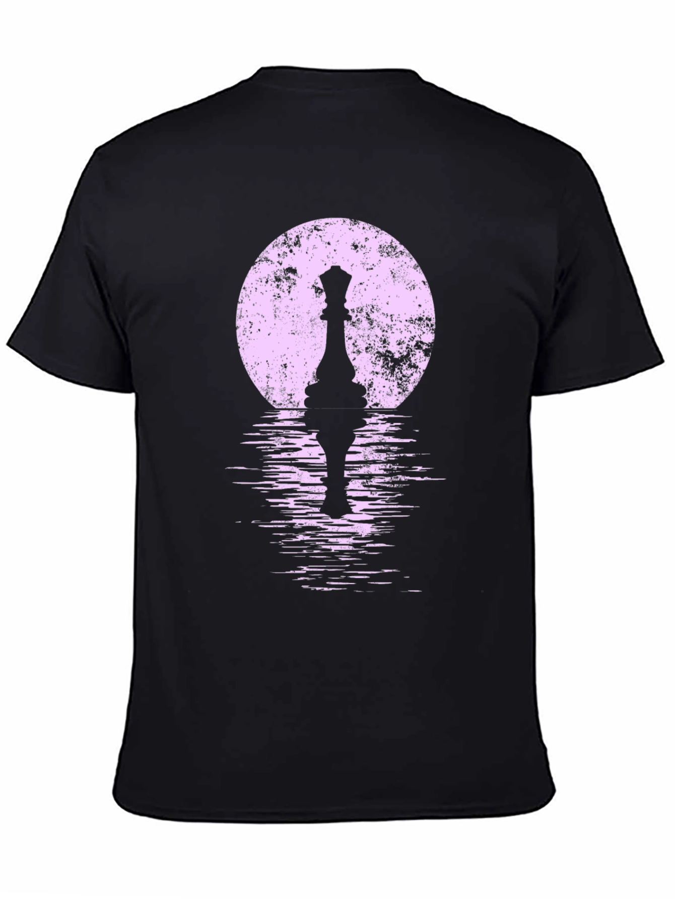 Chess Queen Moon Graphic T-Shirt - Black