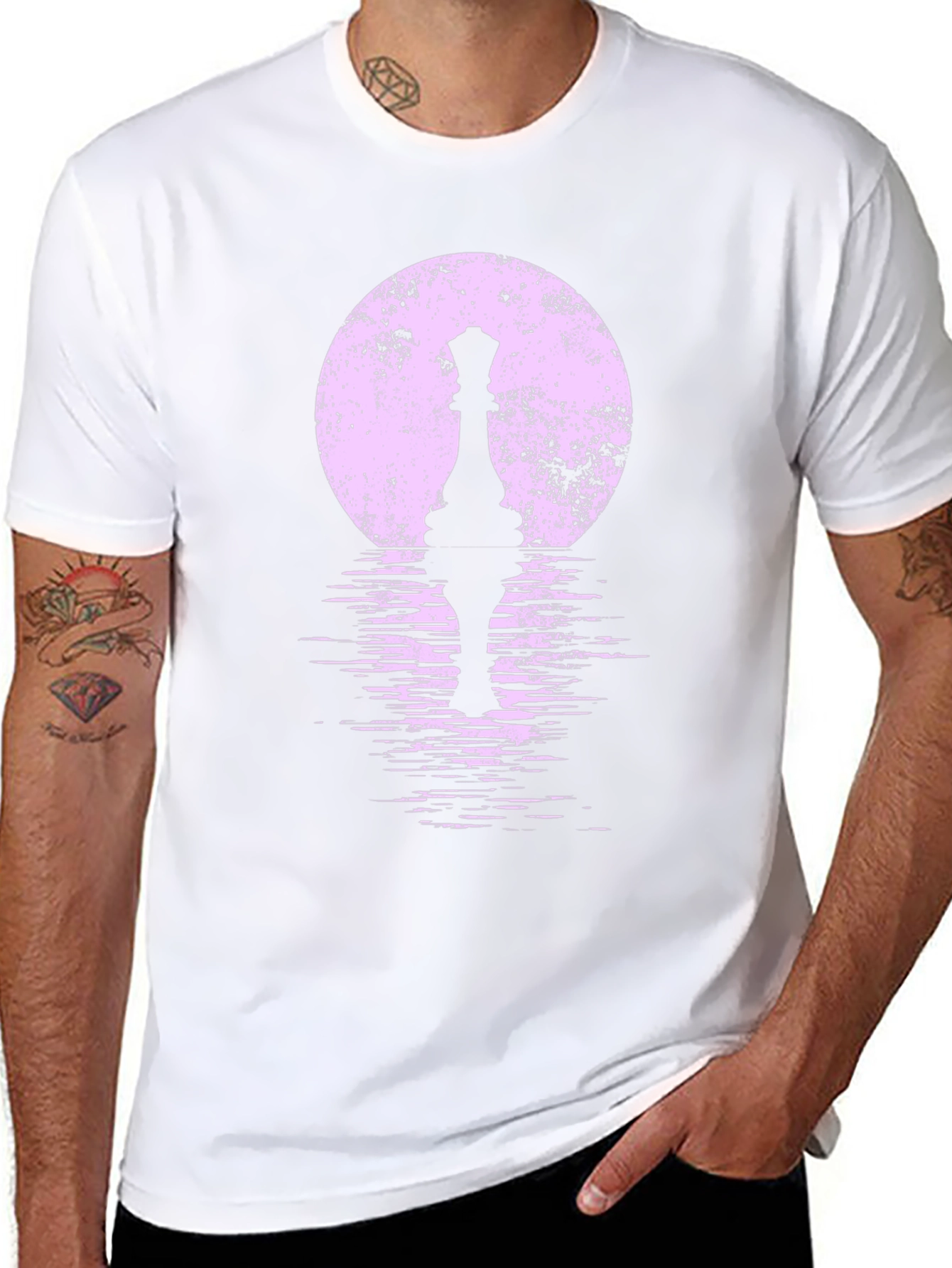 Chess Queen Moon Graphic T-Shirt - Black
