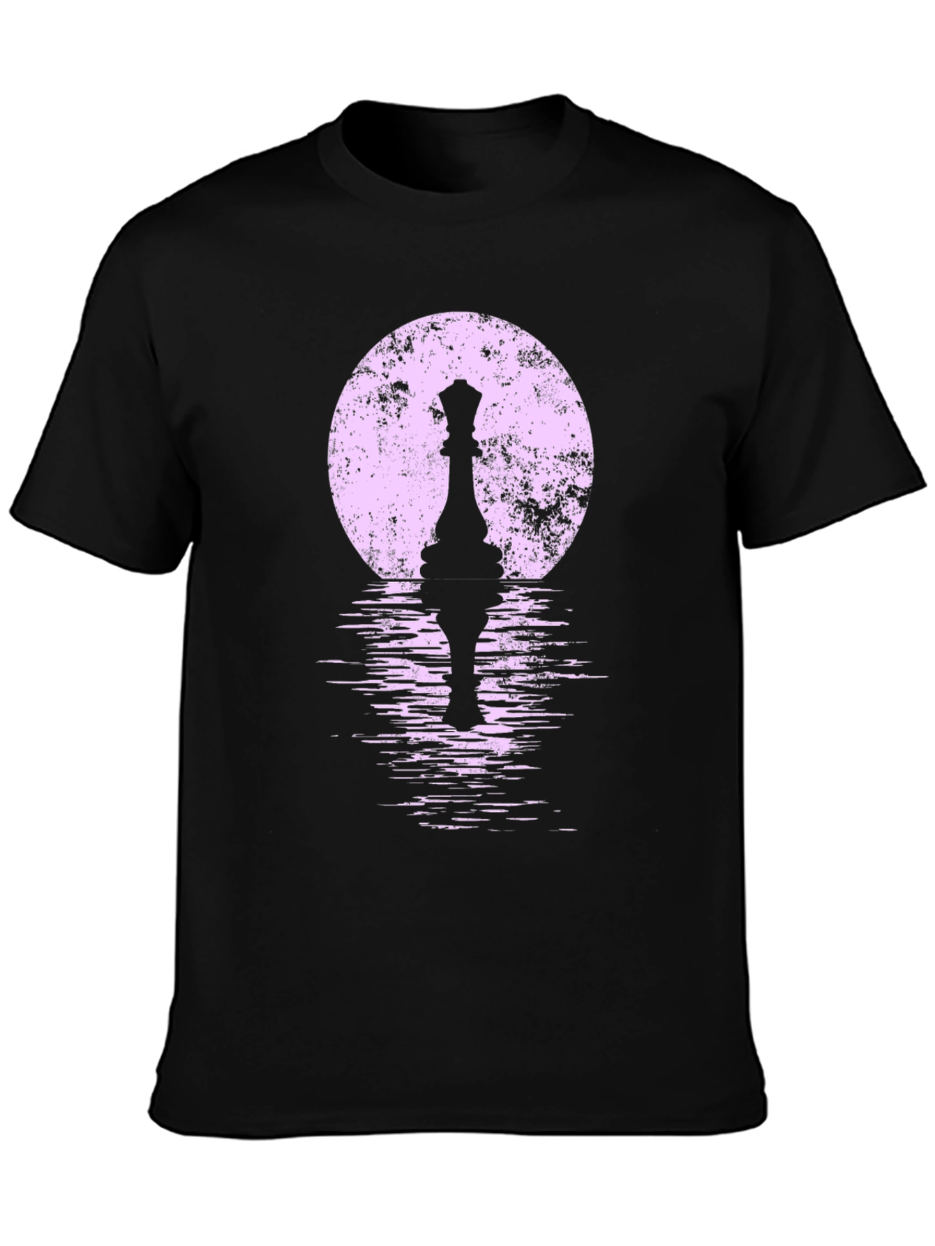 Chess Queen Moon Graphic T-Shirt - Black