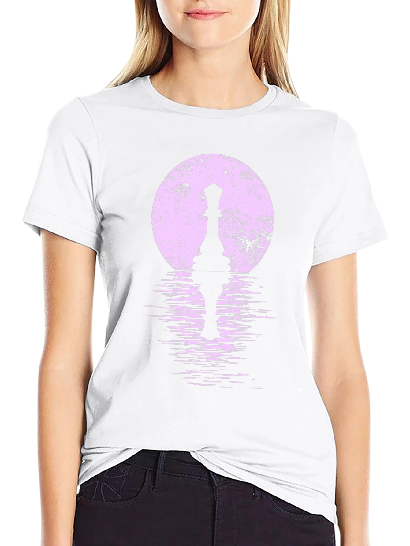 Chess Queen Moon Graphic T-Shirt - Black