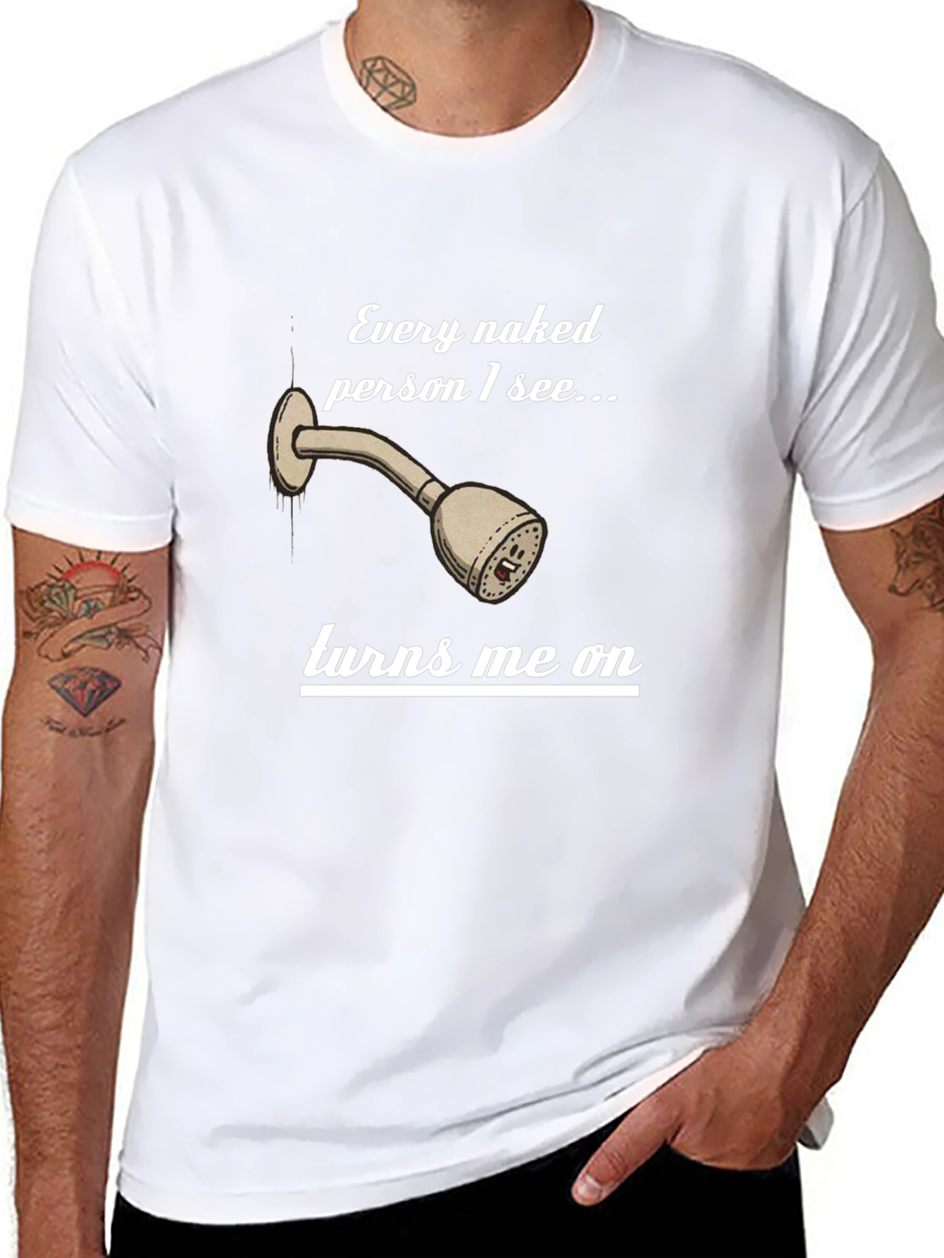 Funny Naked Shower T-Shirt