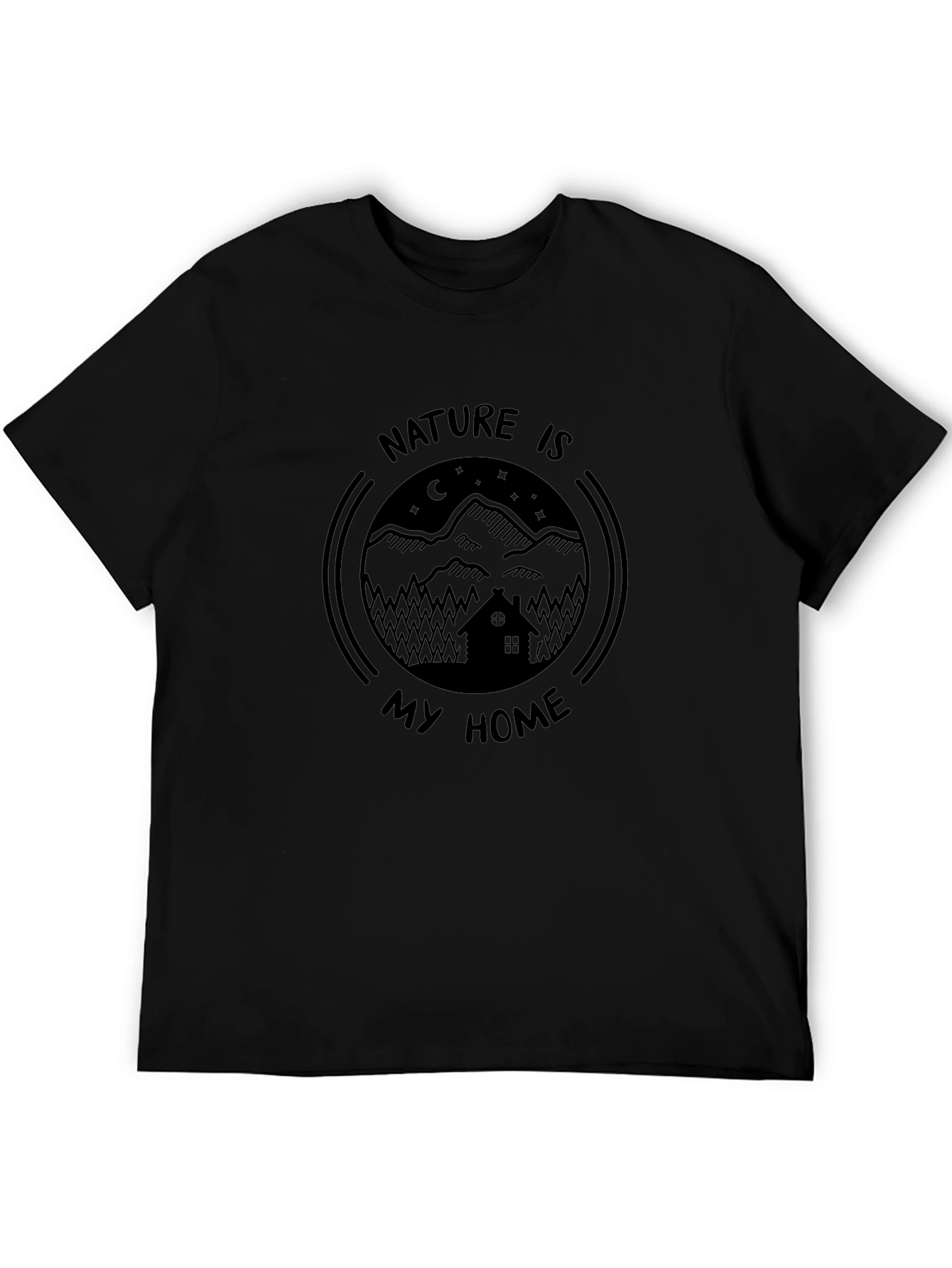 Nature is My Home Graphic Tee - Black
