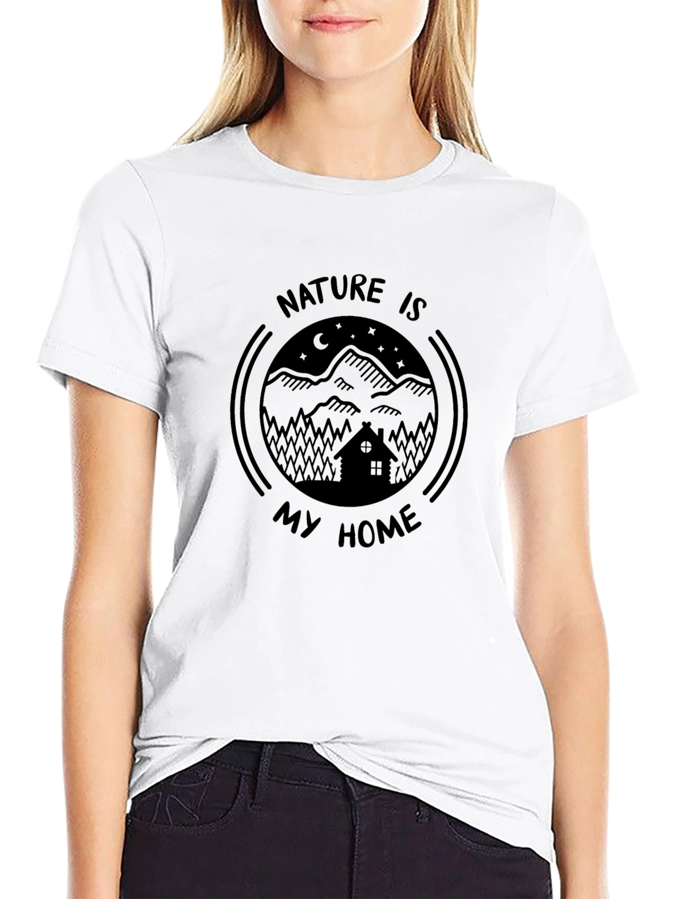 Nature is My Home Graphic Tee - Black