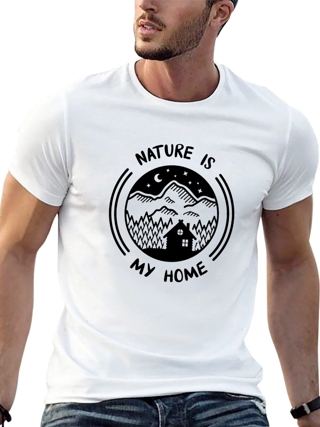 Nature is My Home Graphic Tee - Black