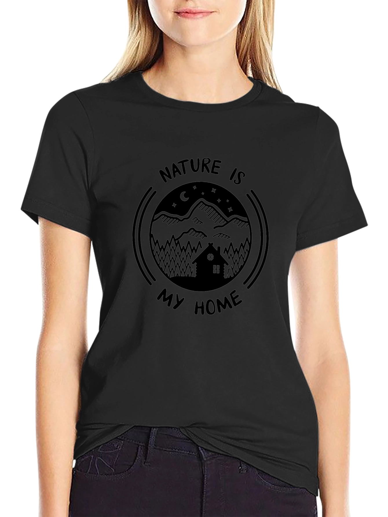 Nature is My Home Graphic Tee - Black