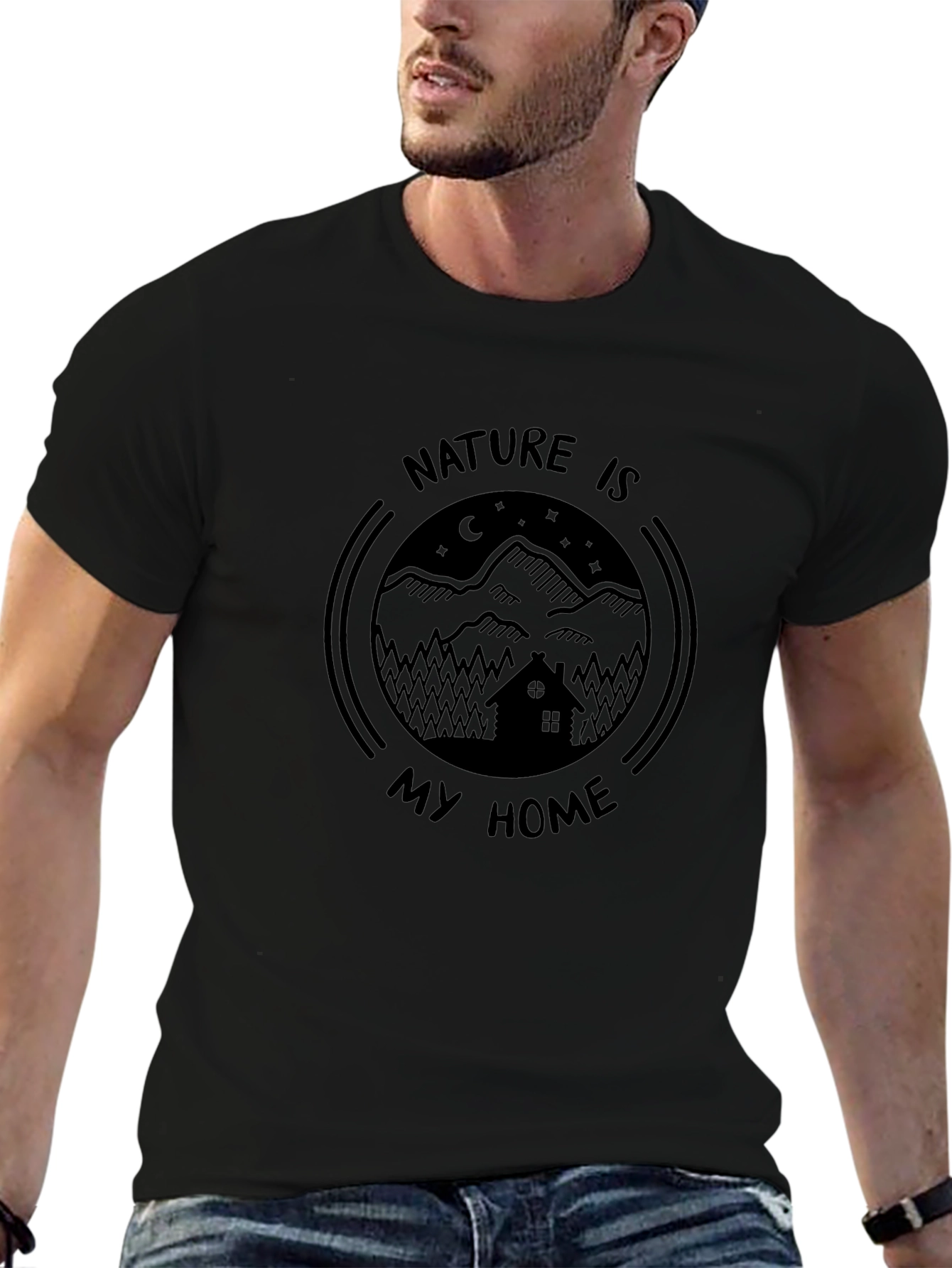 Nature is My Home Graphic Tee - Black