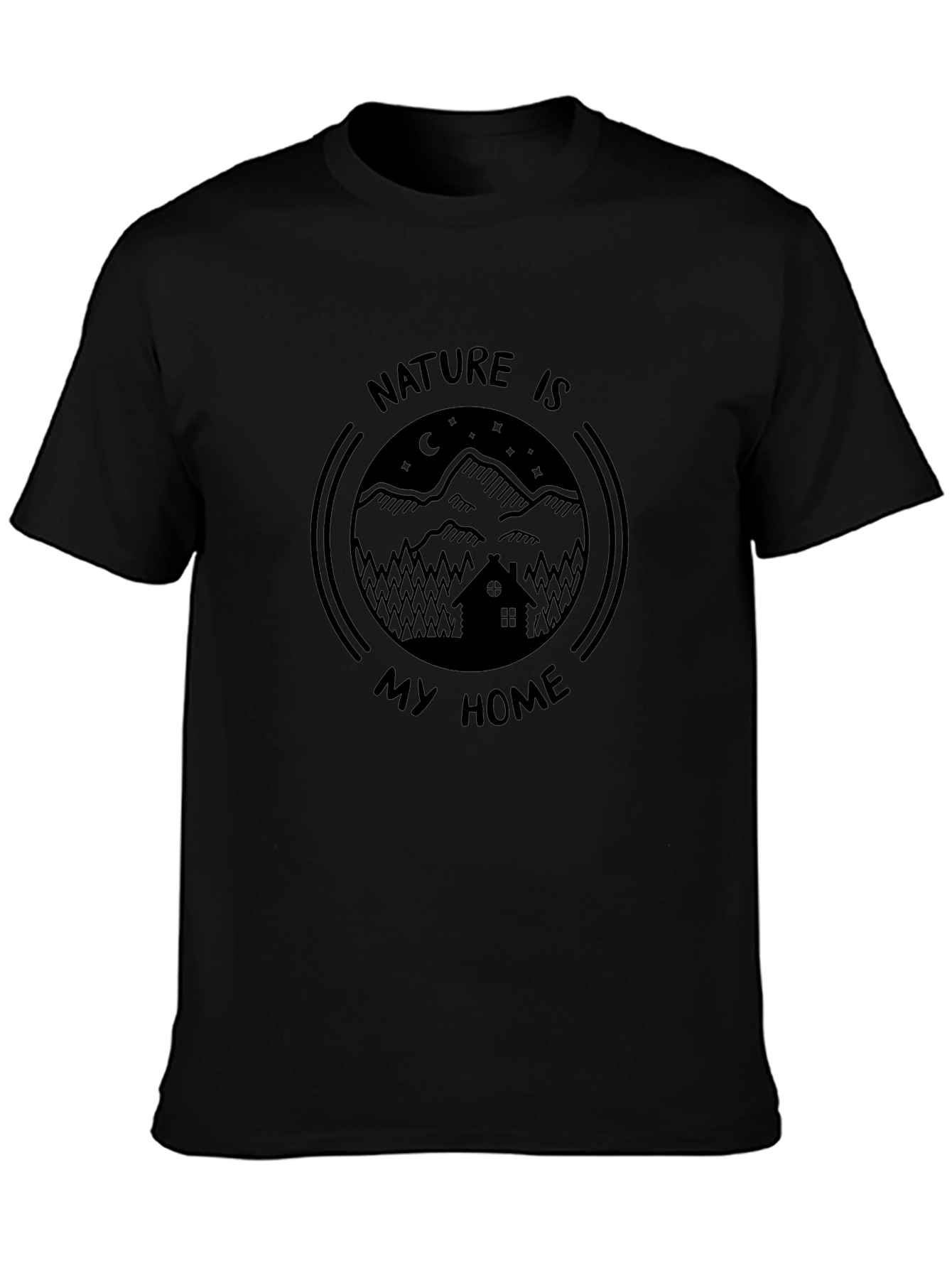 Nature is My Home Graphic Tee - Black