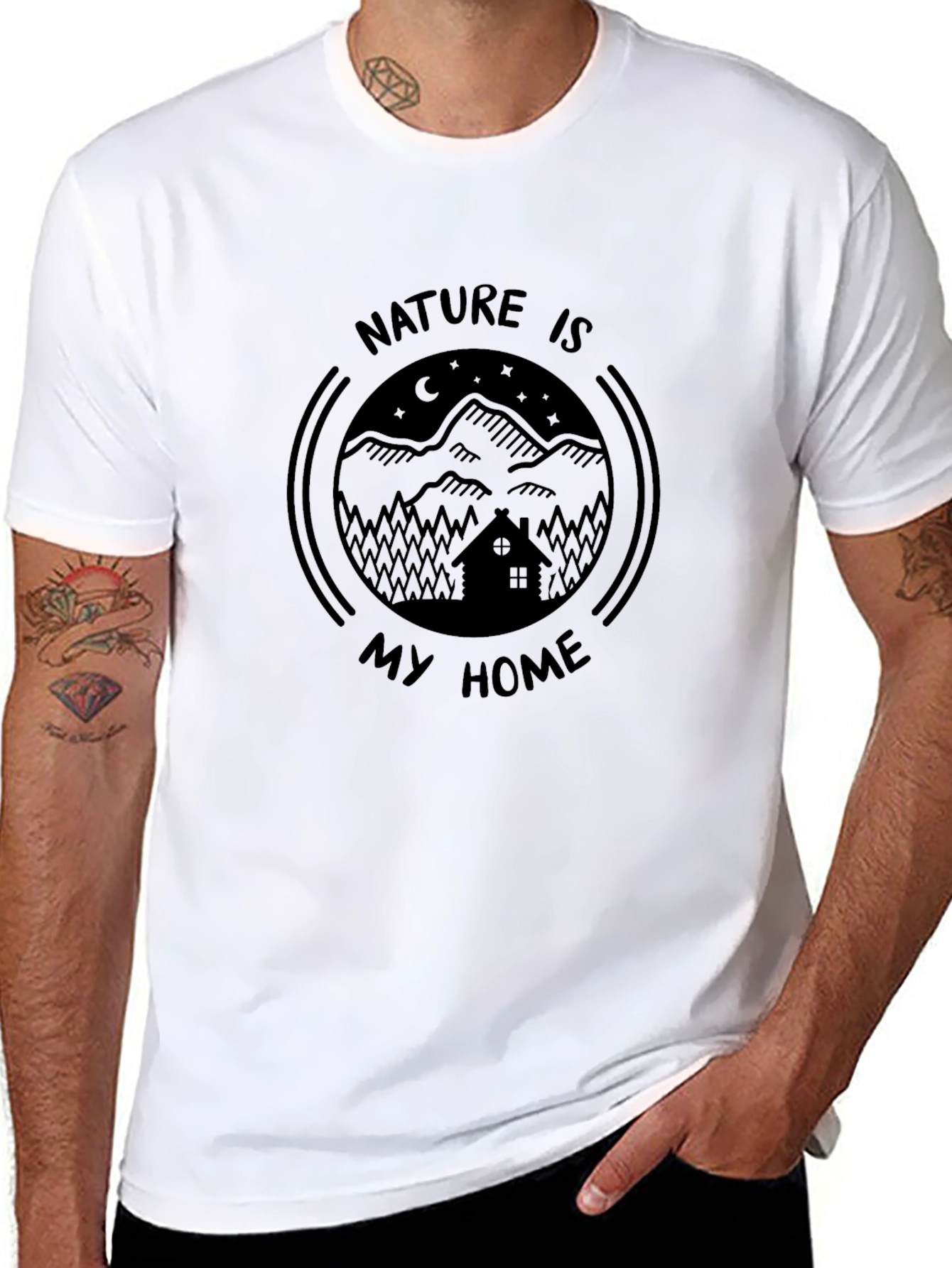 Nature is My Home Graphic Tee - Black