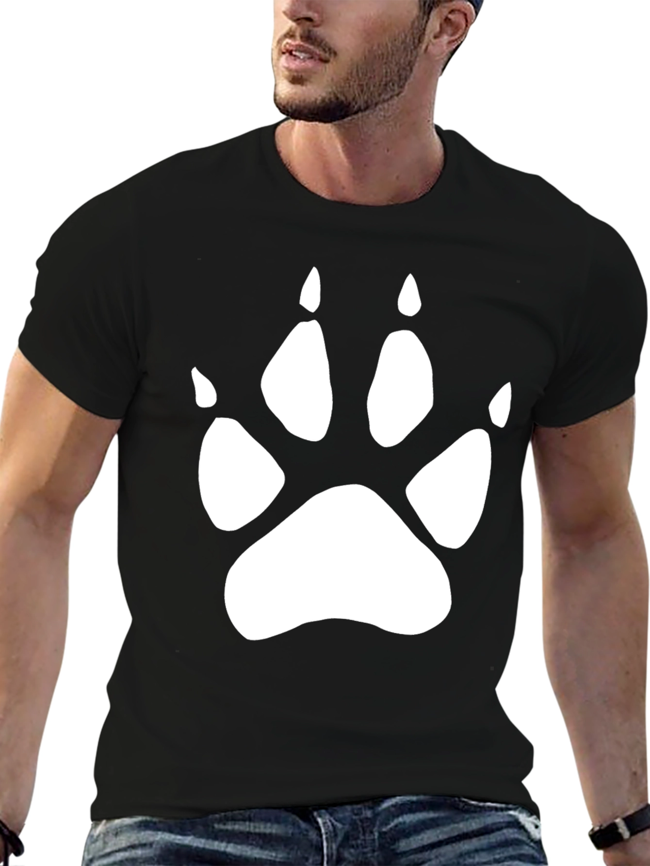 Paw Print Graphic Black T-Shirt