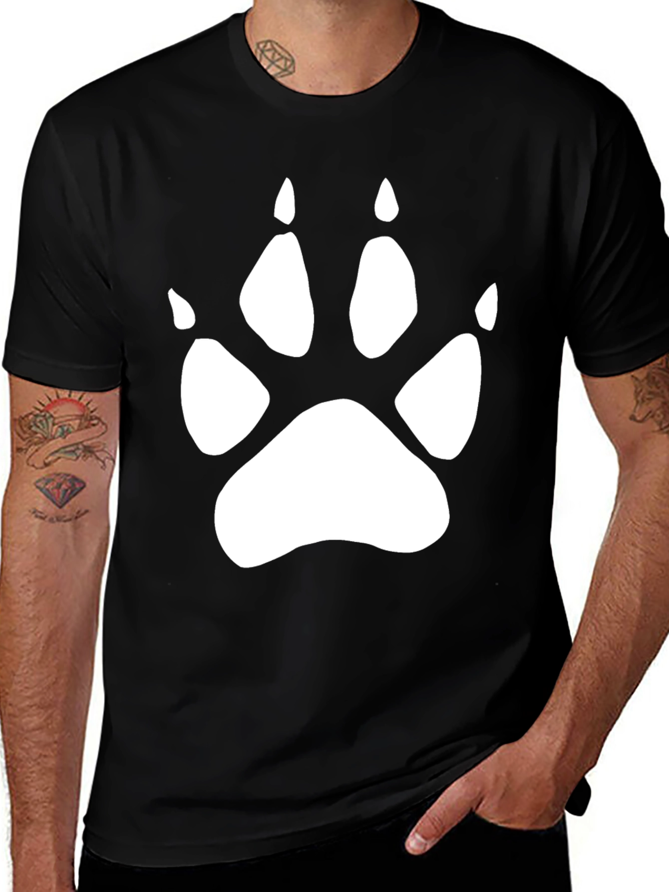 Paw Print Graphic Black T-Shirt