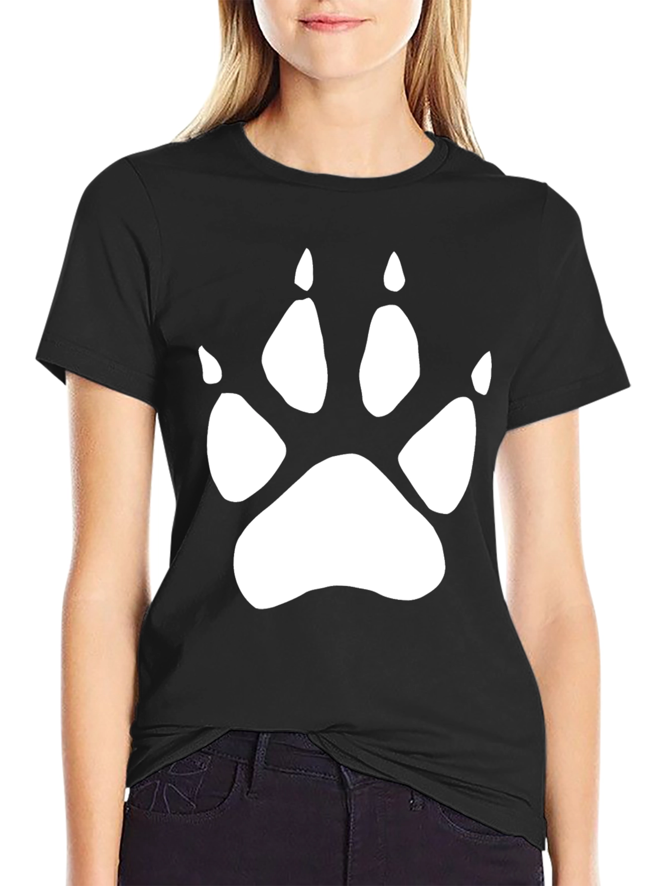 Paw Print Graphic Black T-Shirt