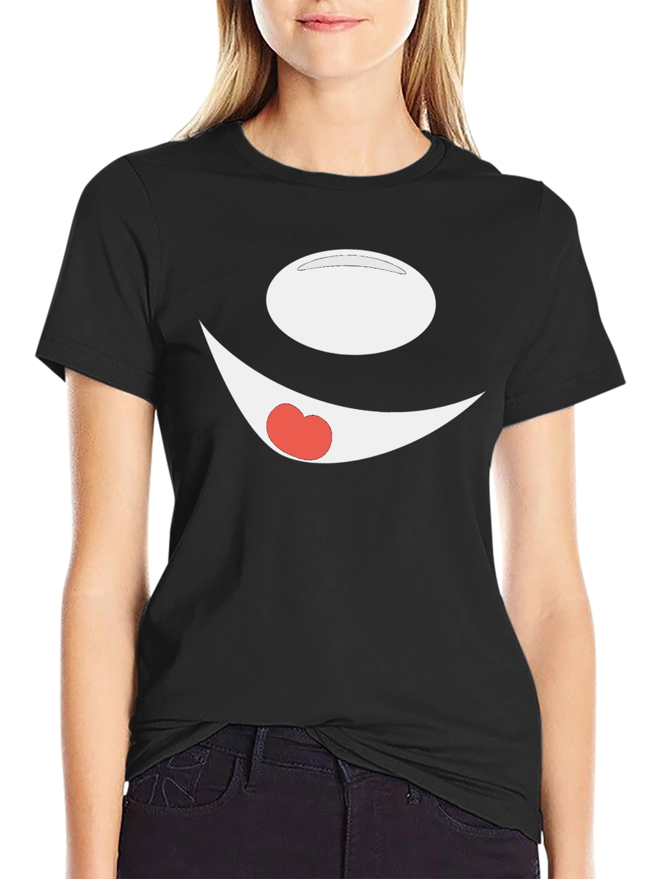 Funny Cartoon Face Black T-Shirt
