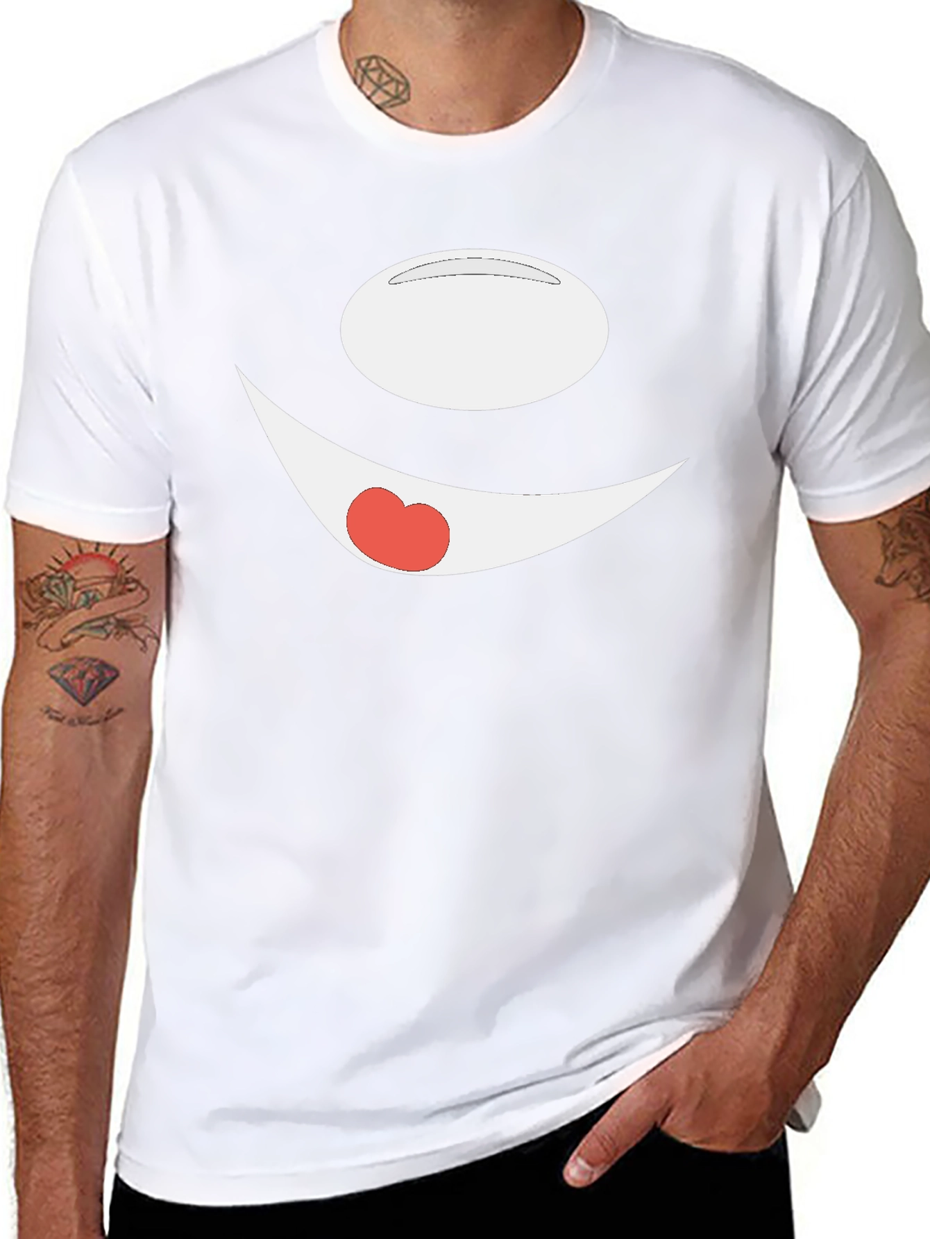 Funny Cartoon Face Black T-Shirt
