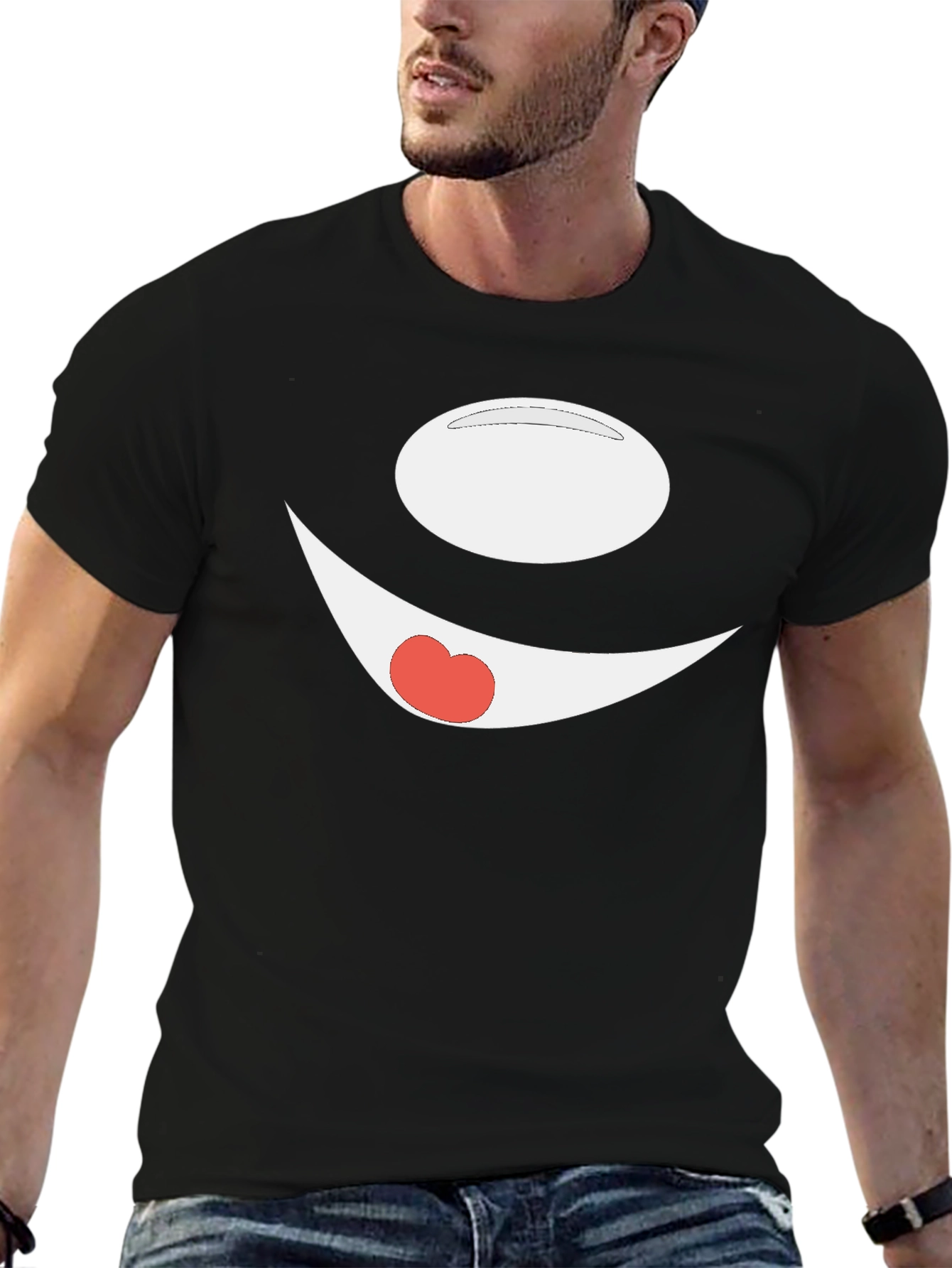 Funny Cartoon Face Black T-Shirt