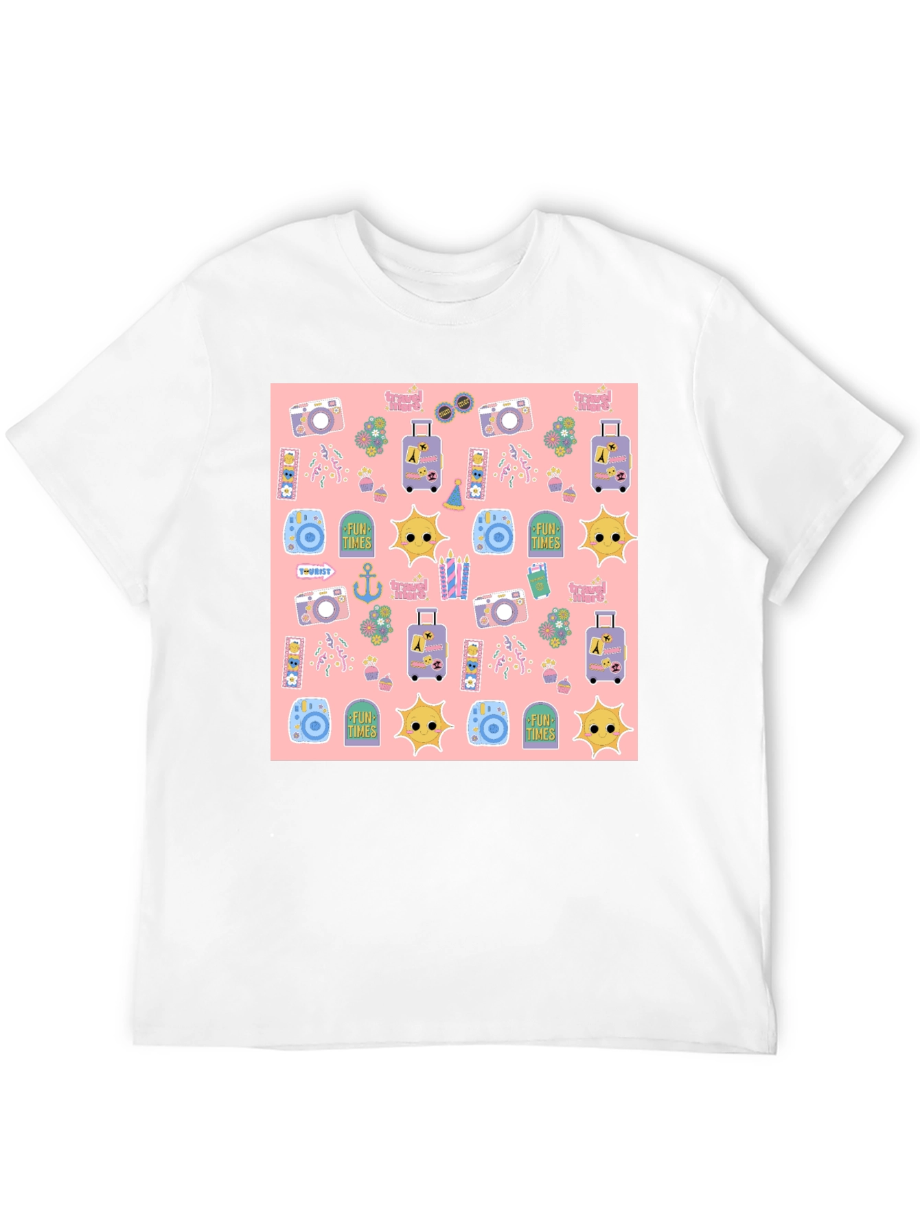 Fun Times Tourist Pattern Black T-Shirt