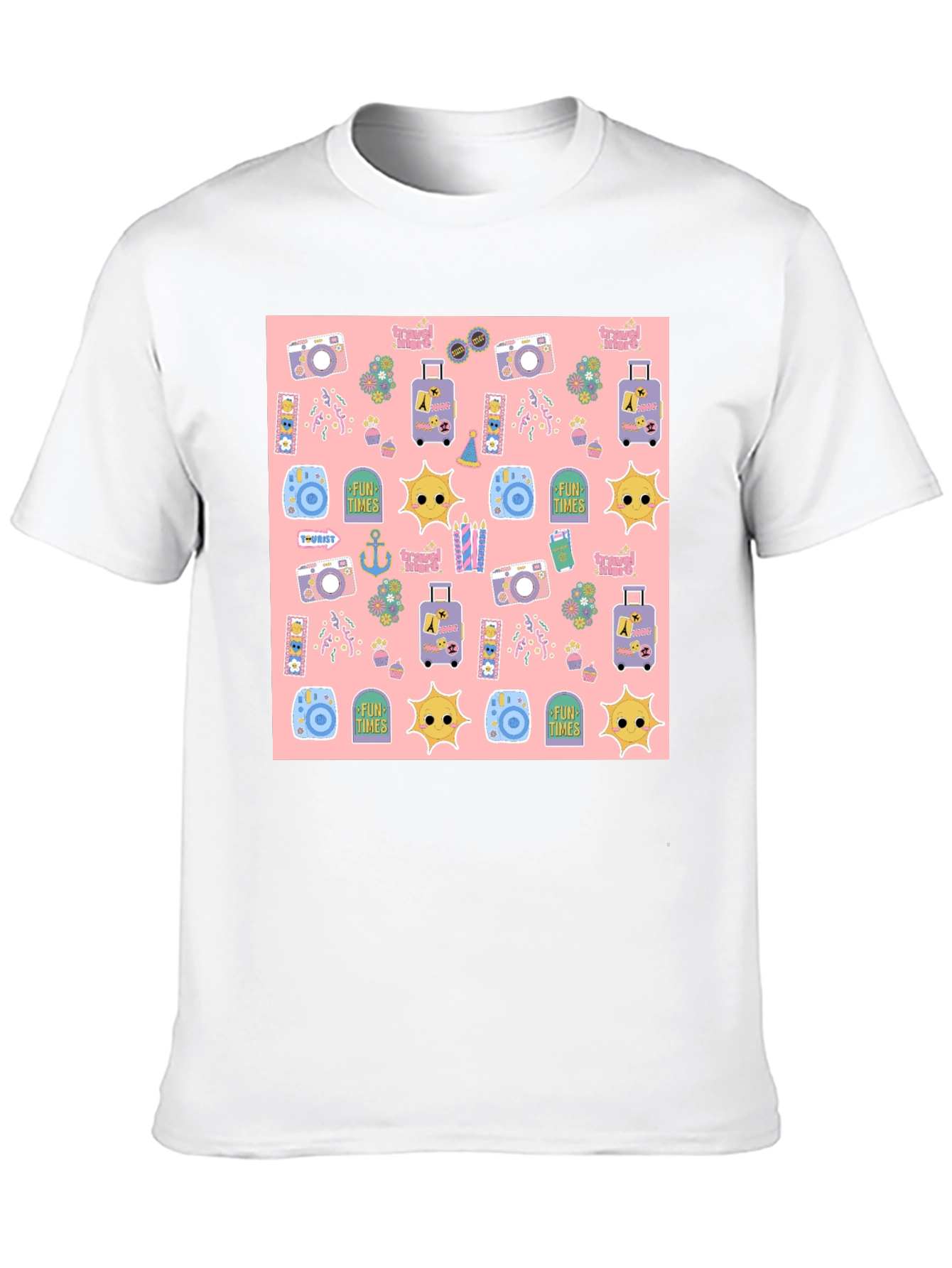 Fun Times Tourist Pattern Black T-Shirt