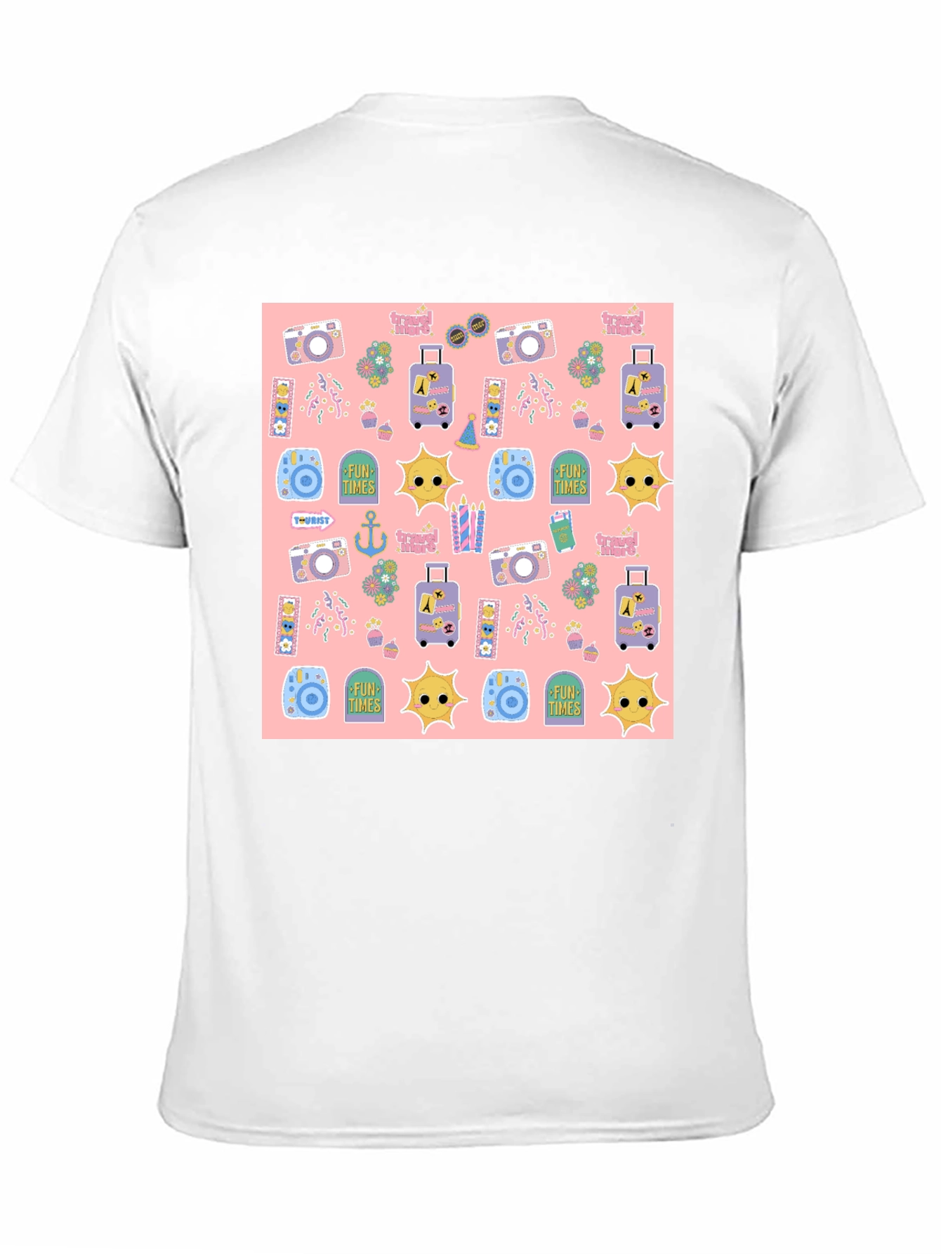 Fun Times Tourist Pattern Black T-Shirt