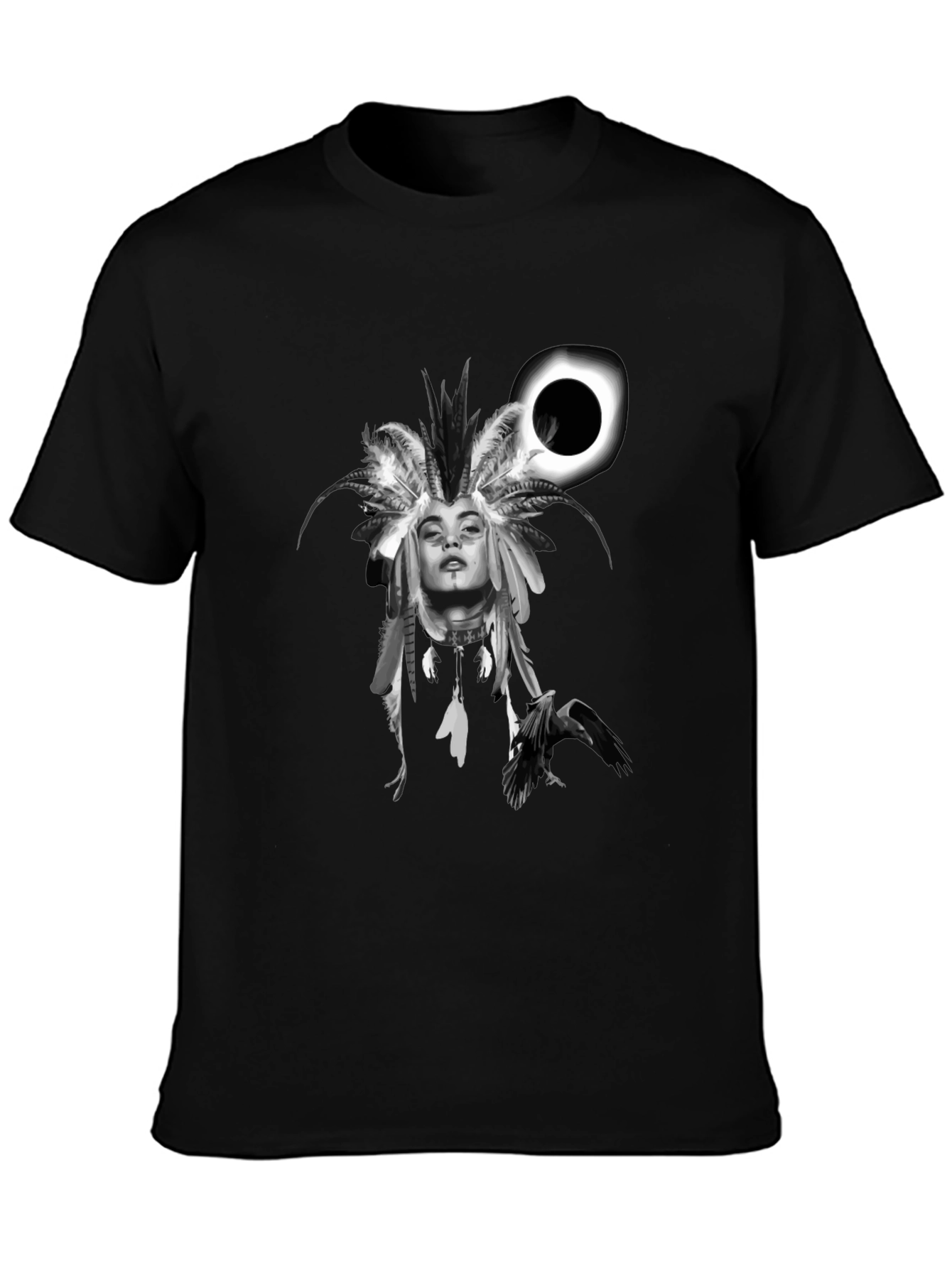 Raven Woman T-Shirt: Black Stylish Graphic Tee