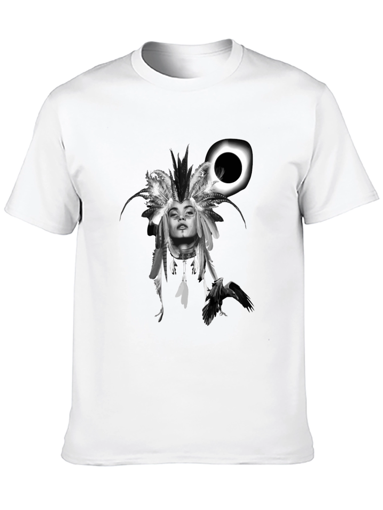 Raven Woman T-Shirt: Black Stylish Graphic Tee