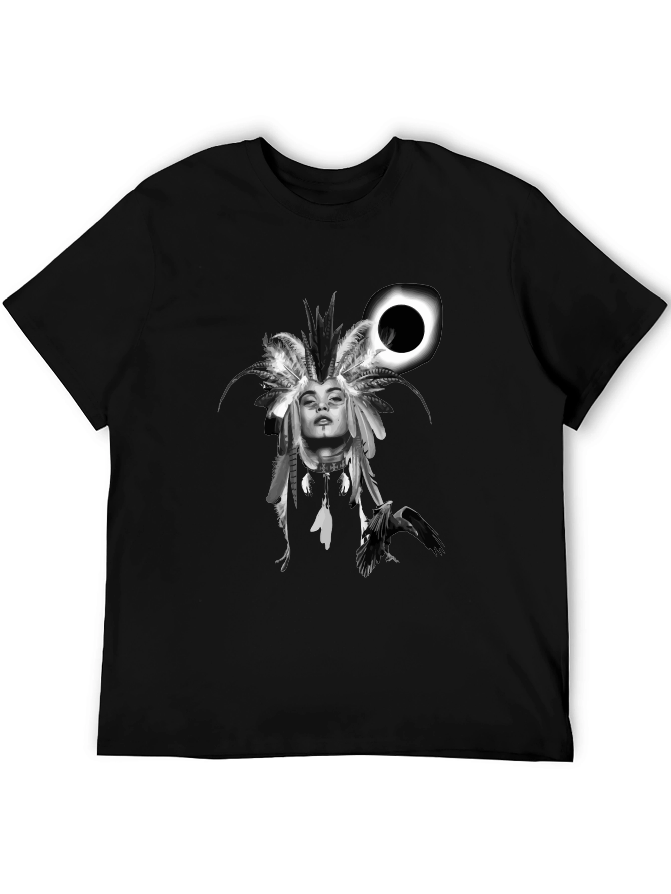 Raven Woman T-Shirt: Black Stylish Graphic Tee