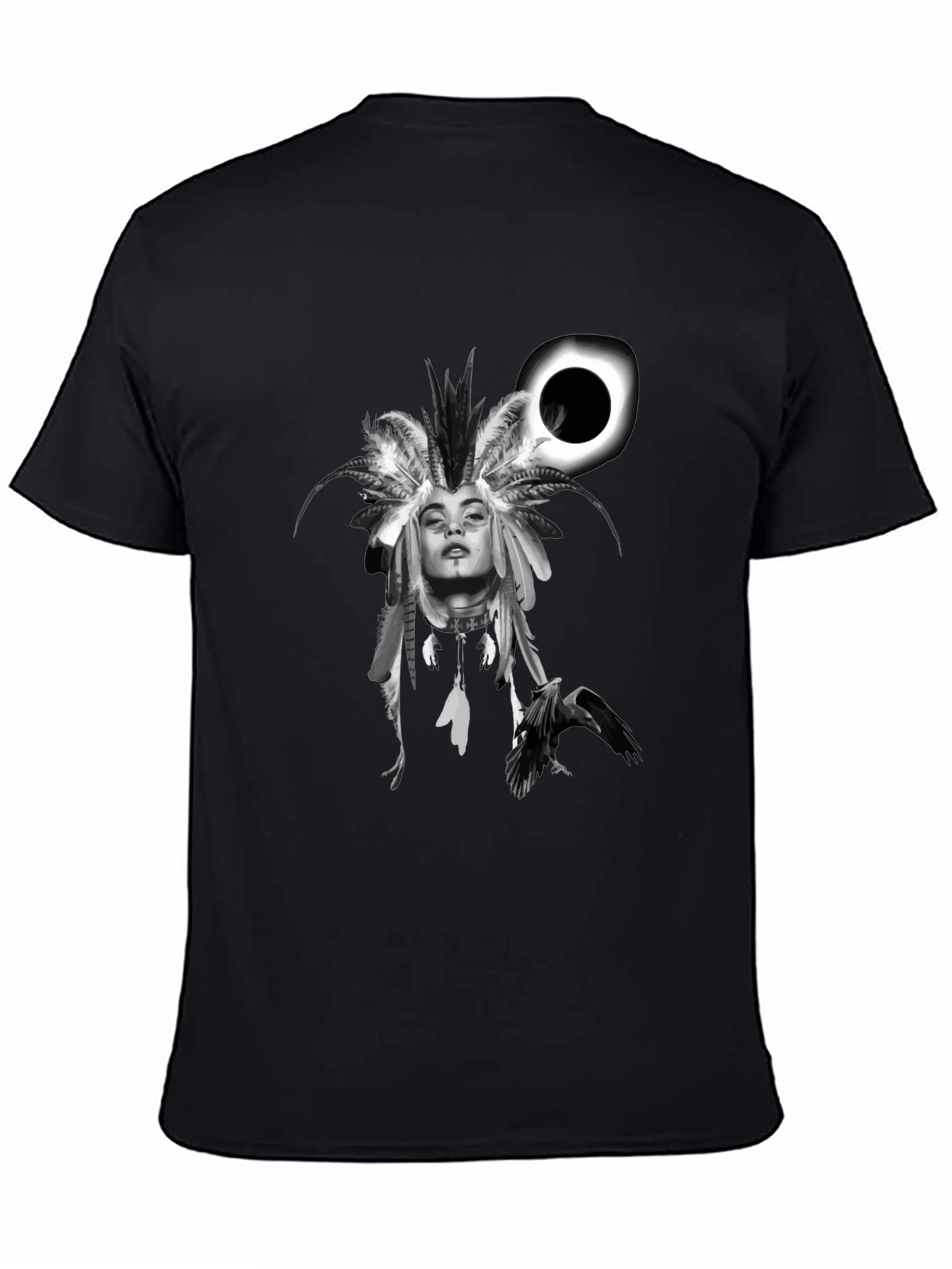 Raven Woman T-Shirt: Black Stylish Graphic Tee