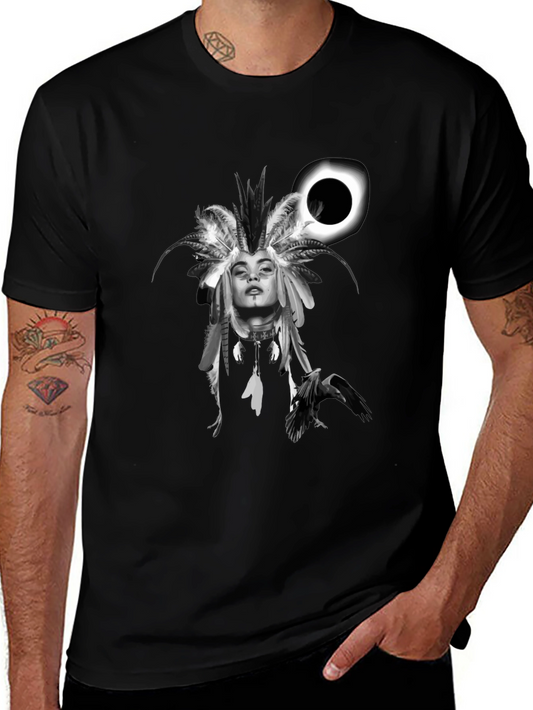 Raven Woman T-Shirt: Black Stylish Graphic Tee