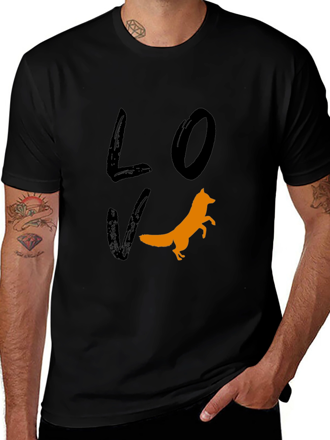 Love Fox Graphic Print T-Shirt - Mens
