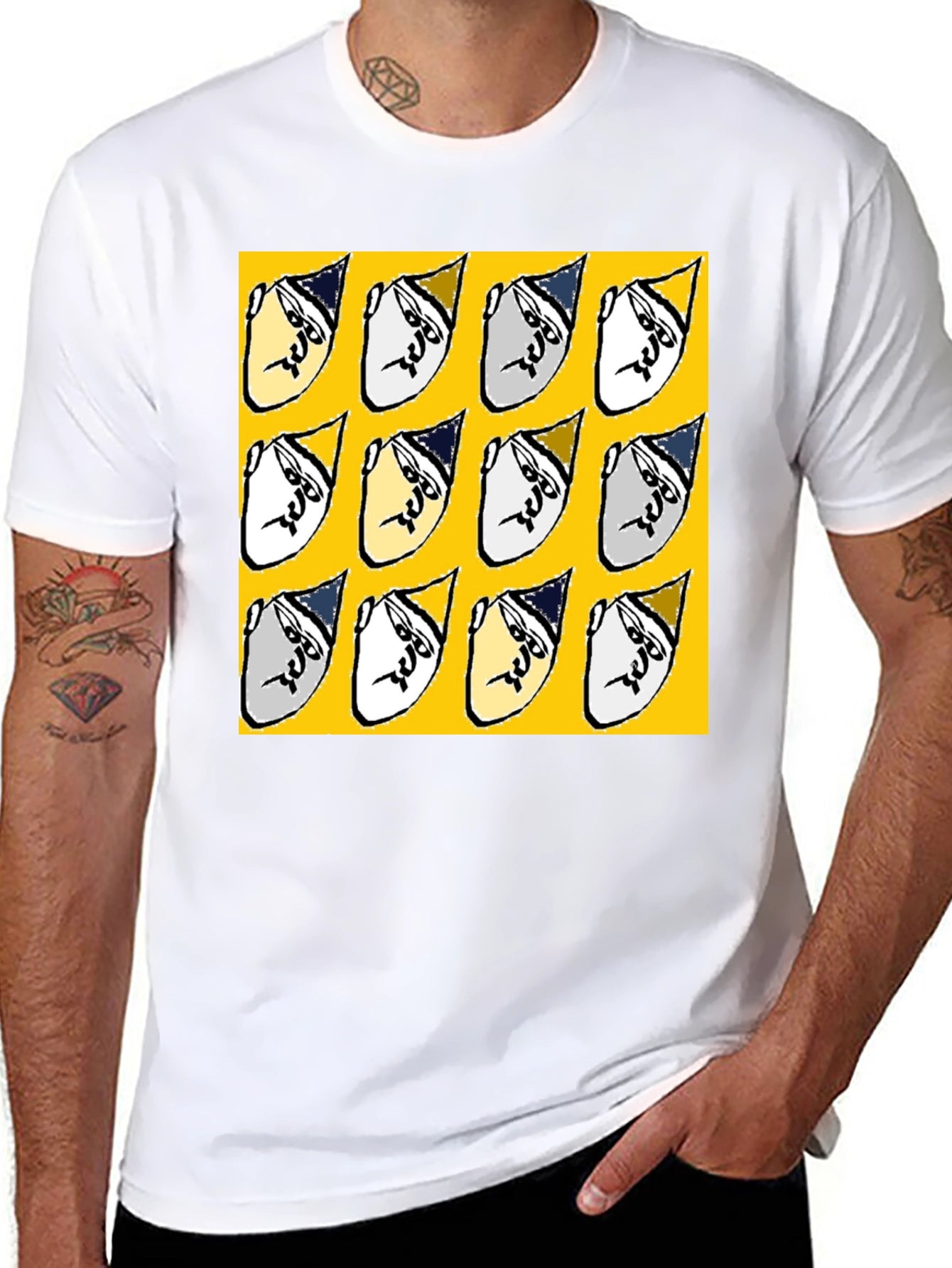 Funky Patterned Graphic Print Crew Neck T-Shirt