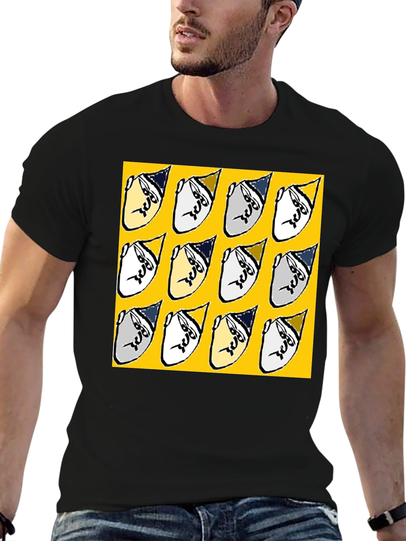 Funky Patterned Graphic Print Crew Neck T-Shirt
