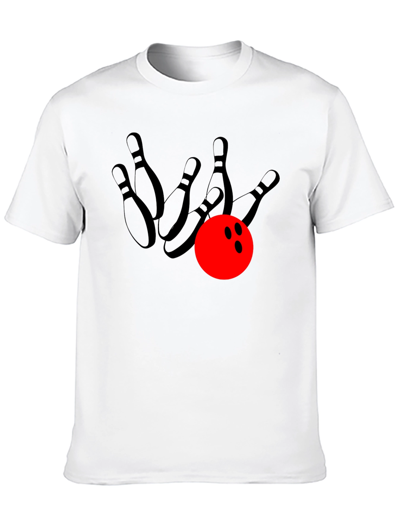 Bowling Strike Graphic Tee - Black Cotton T-Shirt