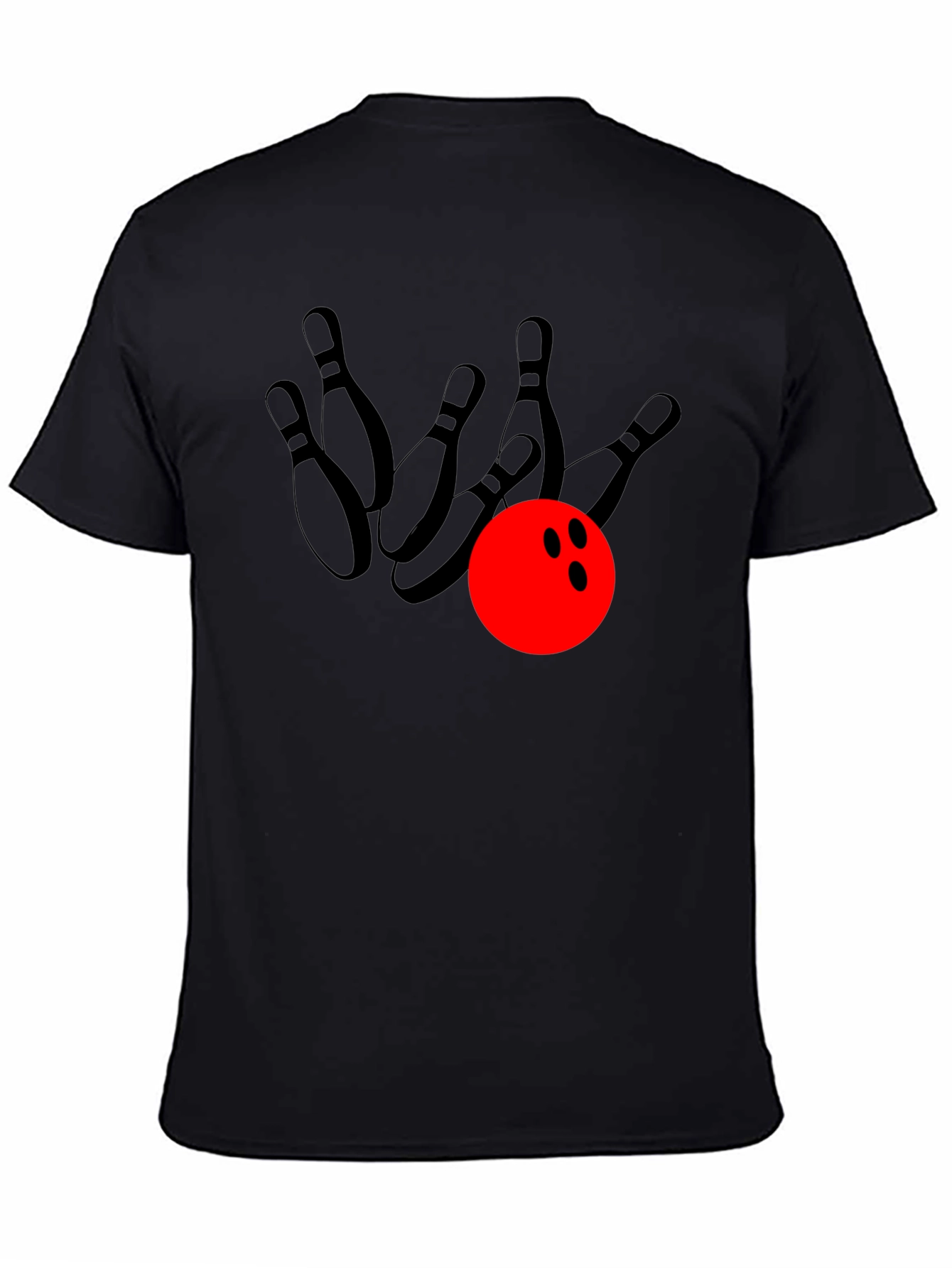 Bowling Strike Graphic Tee - Black Cotton T-Shirt