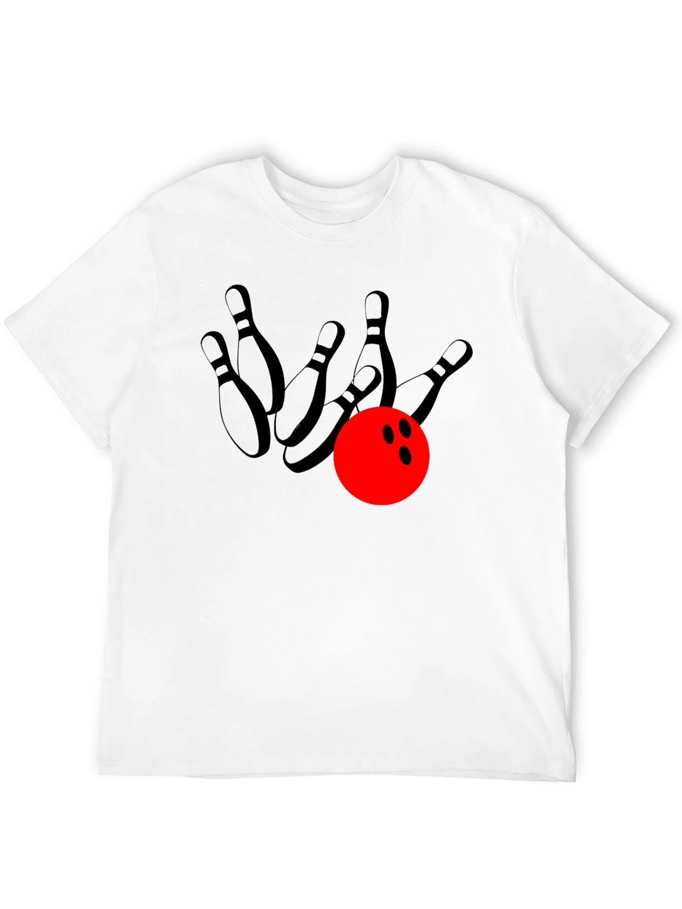 Bowling Strike Graphic Tee - Black Cotton T-Shirt