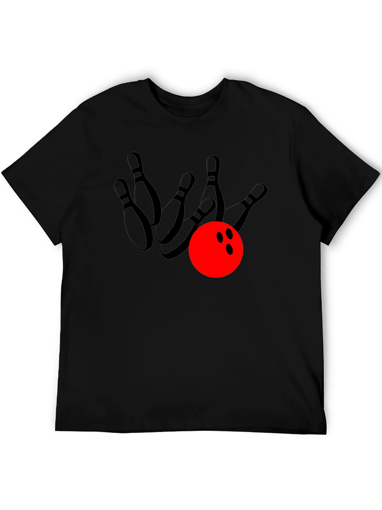Bowling Strike Graphic Tee - Black Cotton T-Shirt