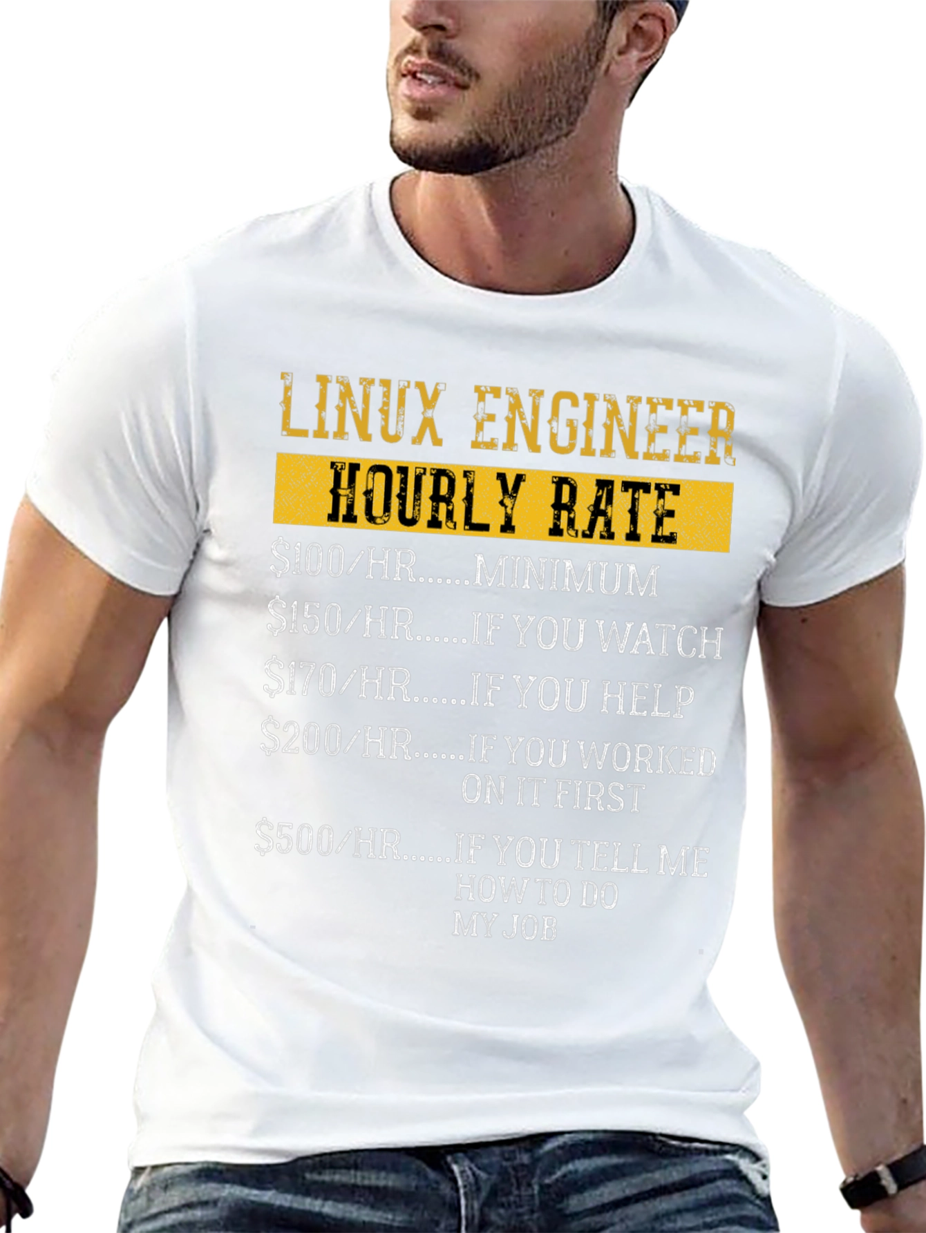 Linux Engineer Hourly Rate Funny Graphic T-Shirt