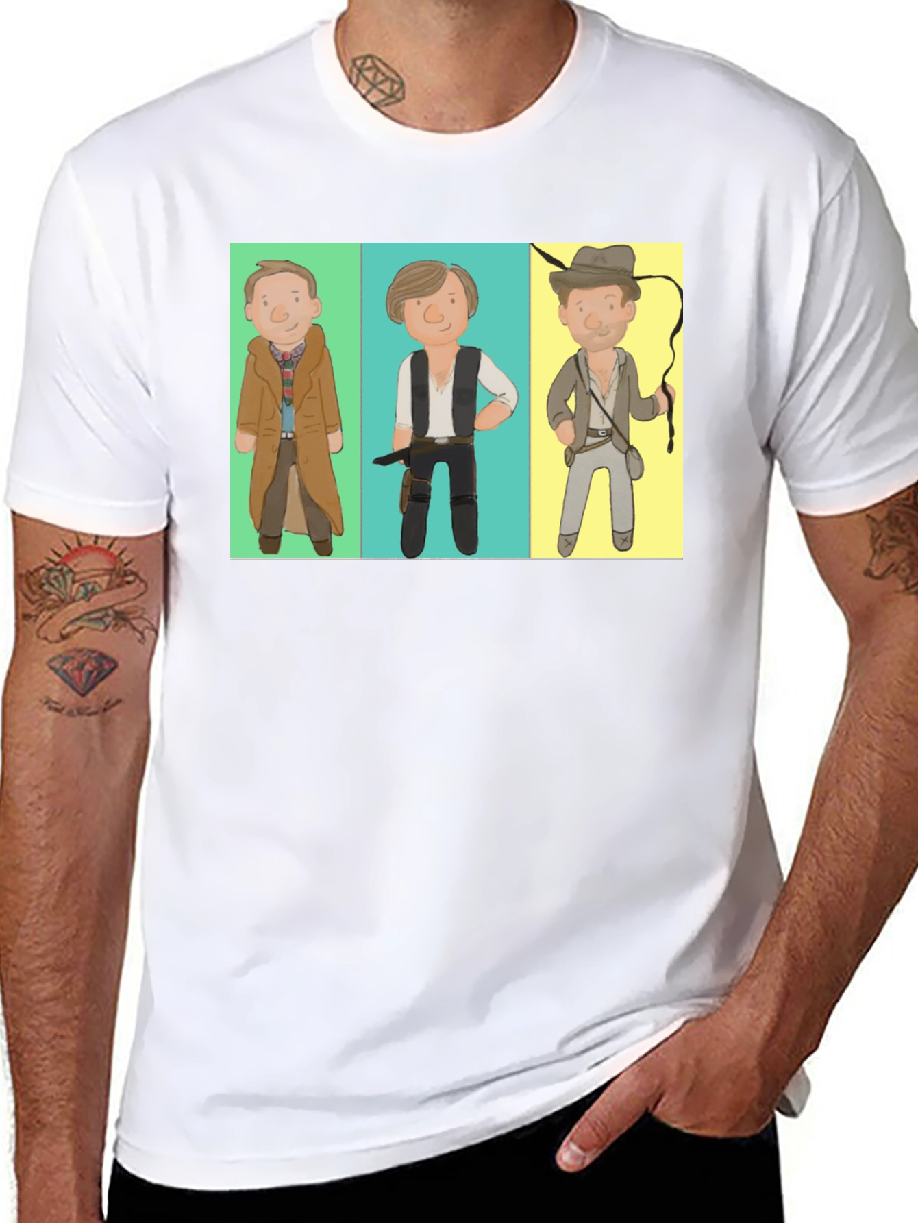 Cartoon Hero Trio Black T-Shirt