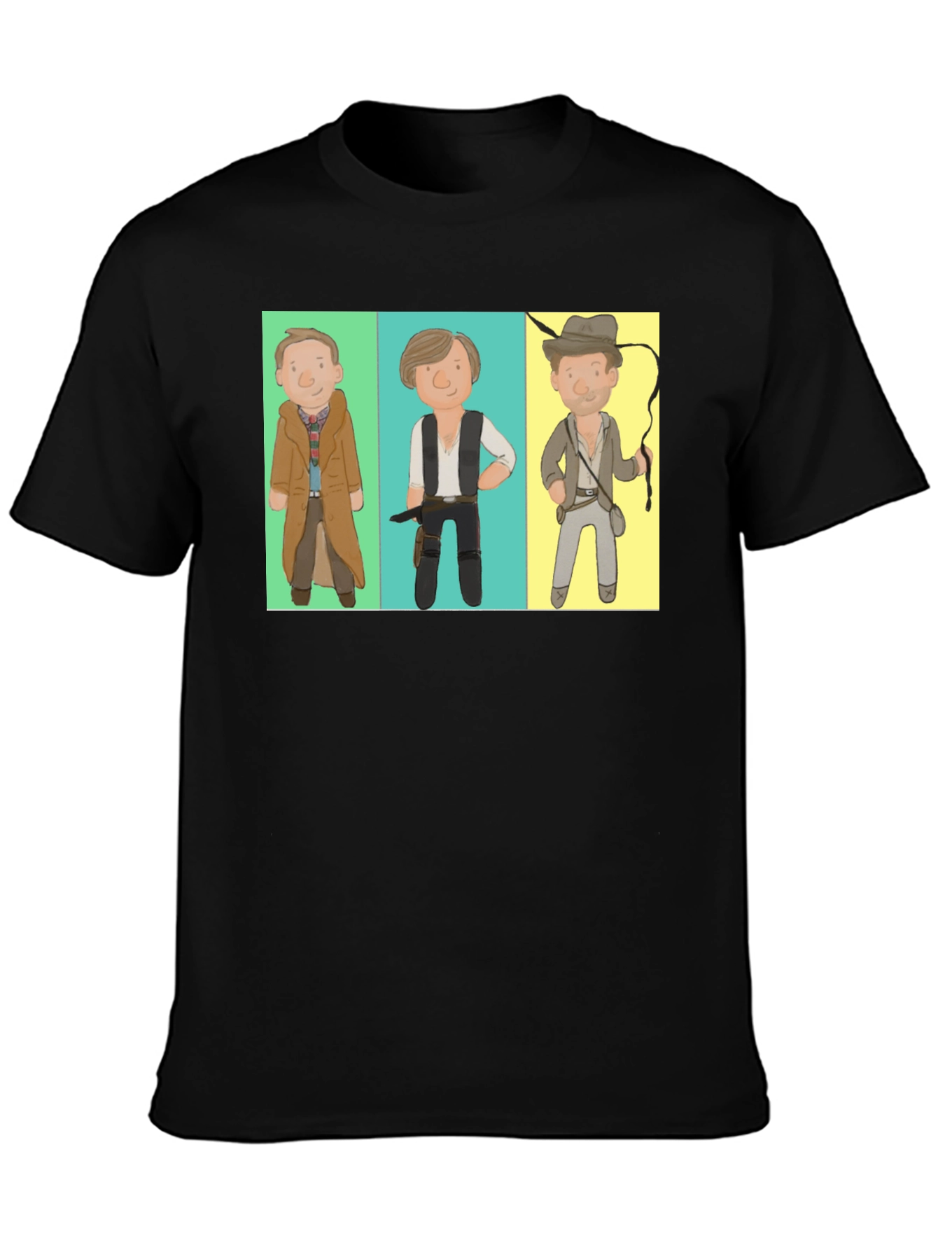 Cartoon Hero Trio Black T-Shirt
