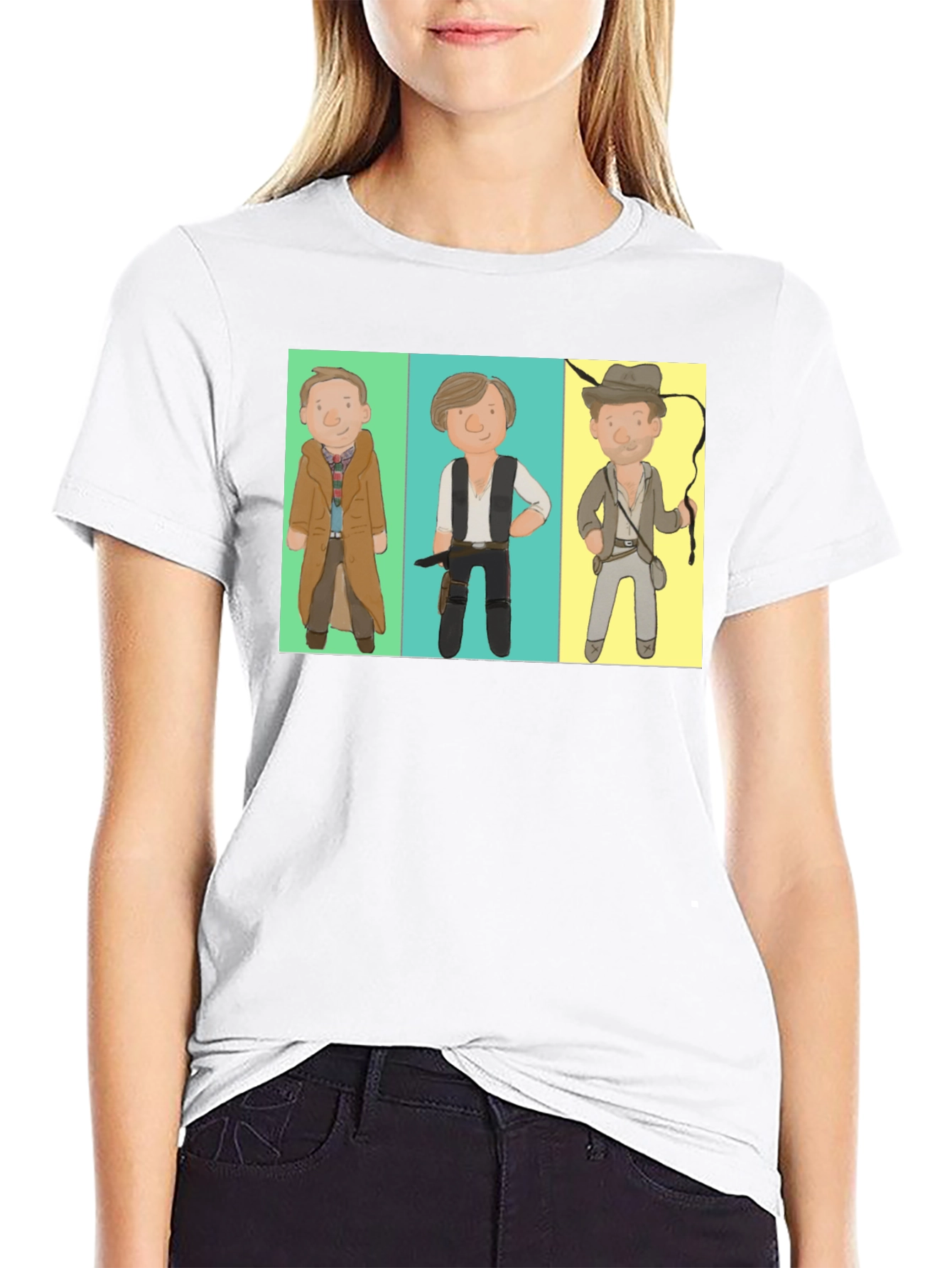 Cartoon Hero Trio Black T-Shirt