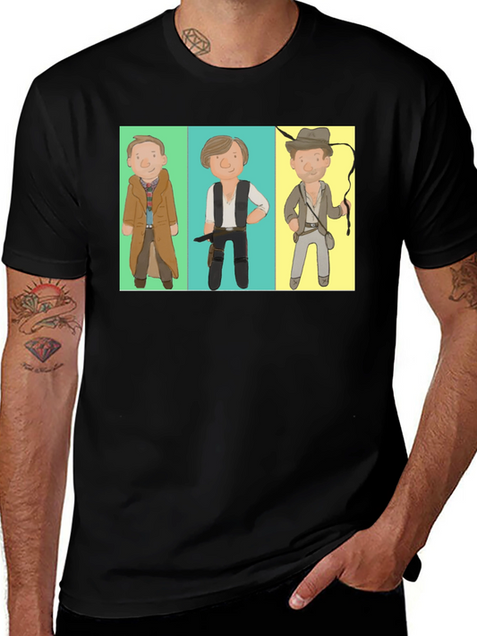 Cartoon Hero Trio Black T-Shirt