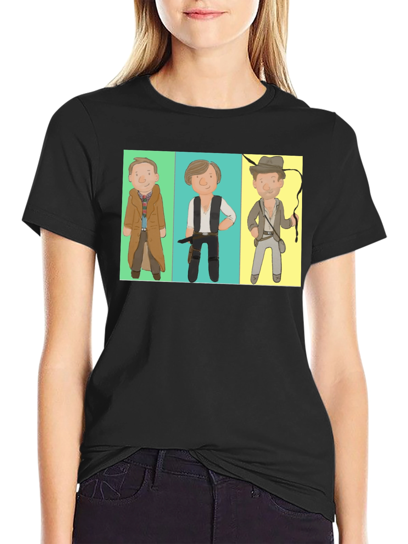 Cartoon Hero Trio Black T-Shirt
