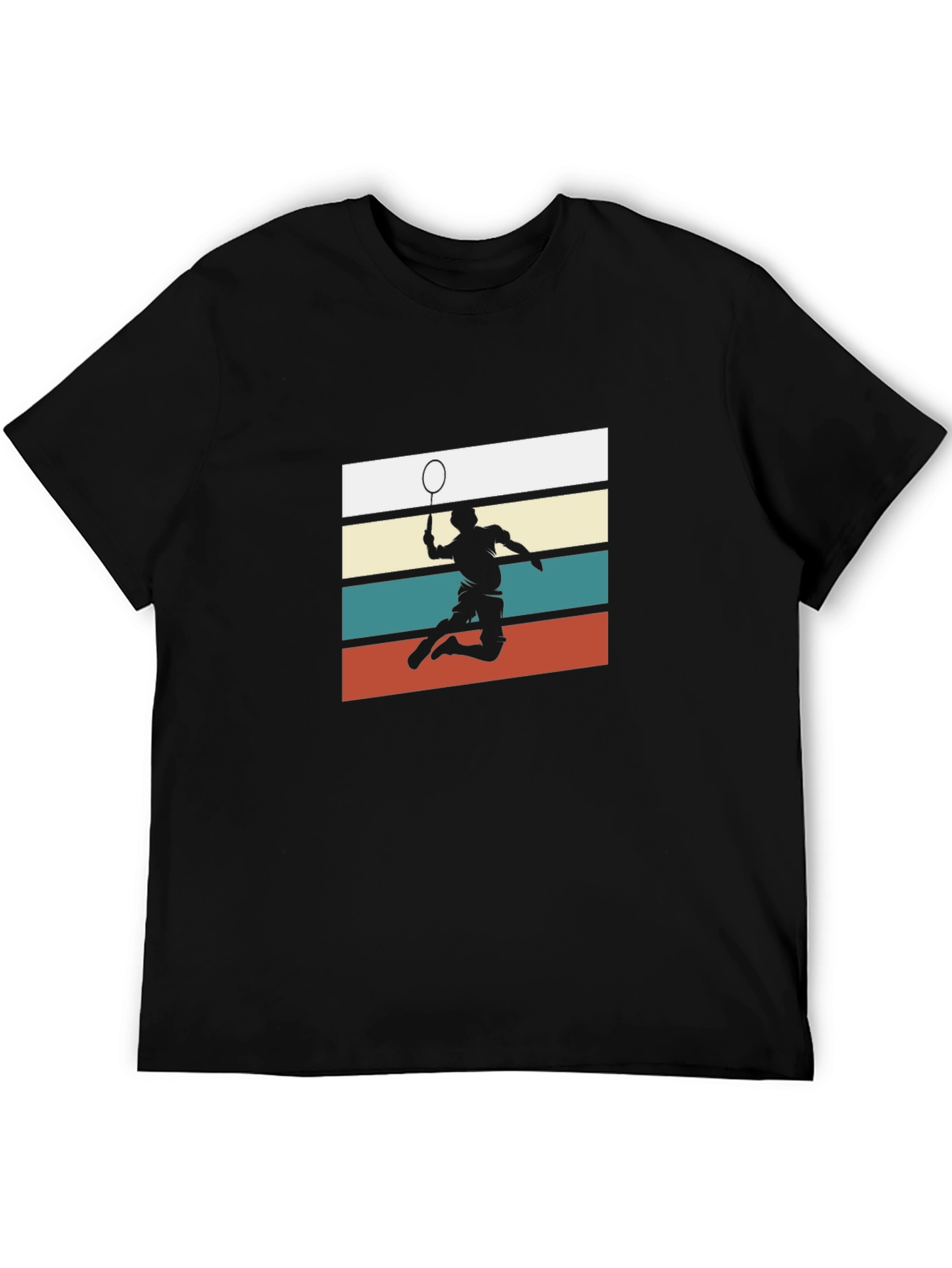 Retro Badminton Player Graphic Tee - Black