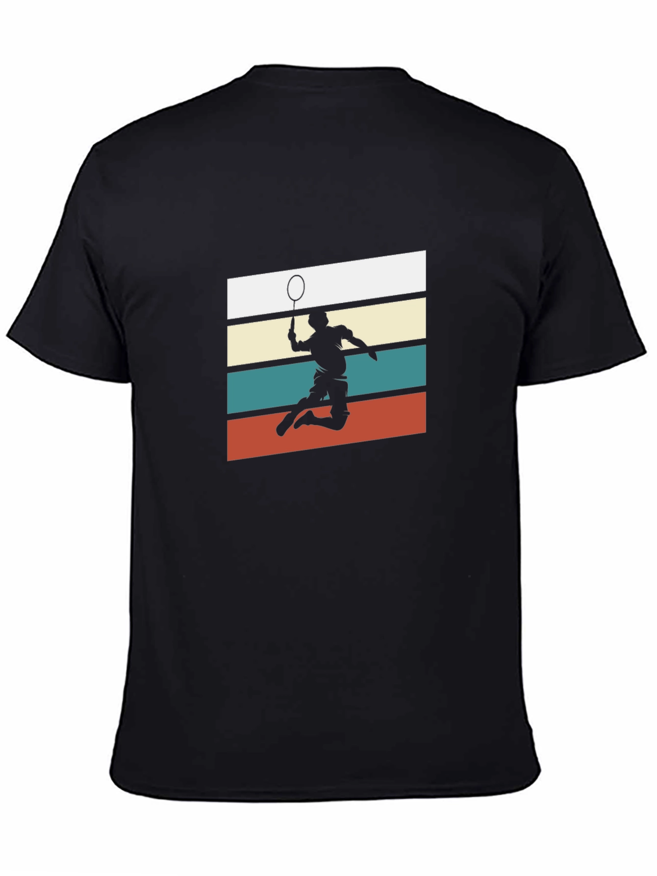 Retro Badminton Player Graphic Tee - Black