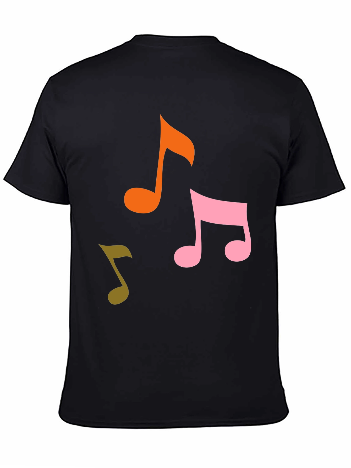 Musical Notes Graphic Tee - Black Cotton T-Shirt