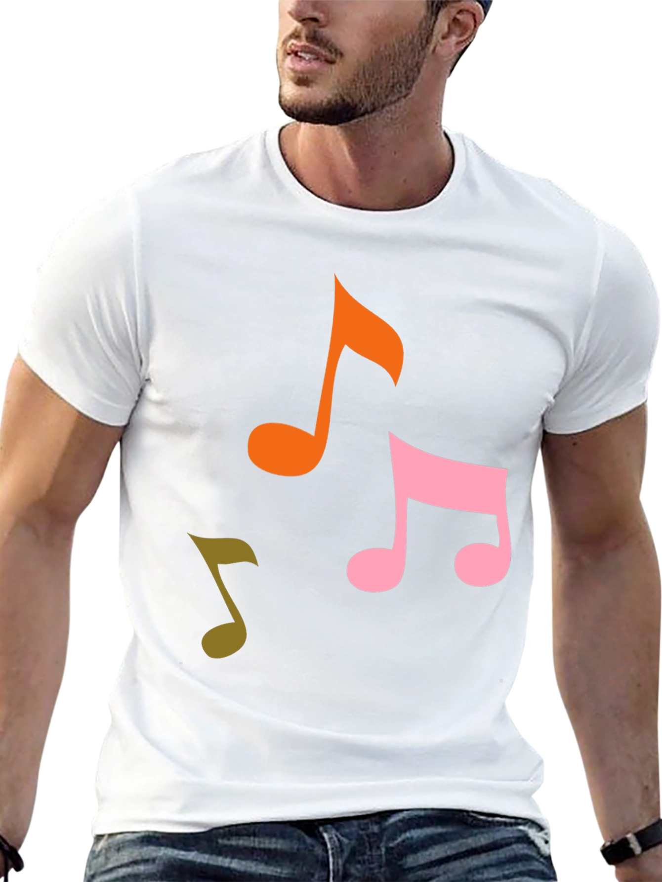 Musical Notes Graphic Tee - Black Cotton T-Shirt