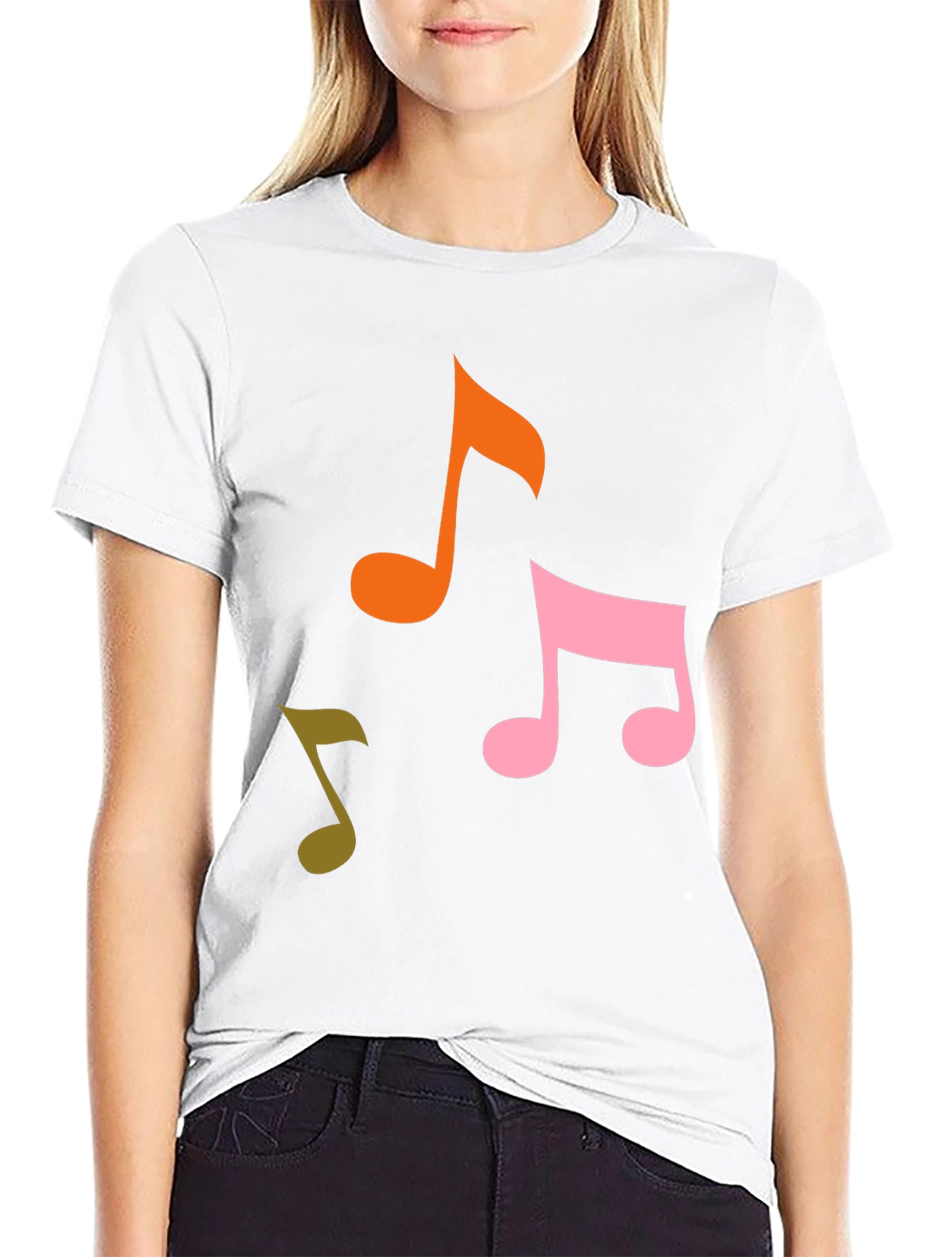 Musical Notes Graphic Tee - Black Cotton T-Shirt