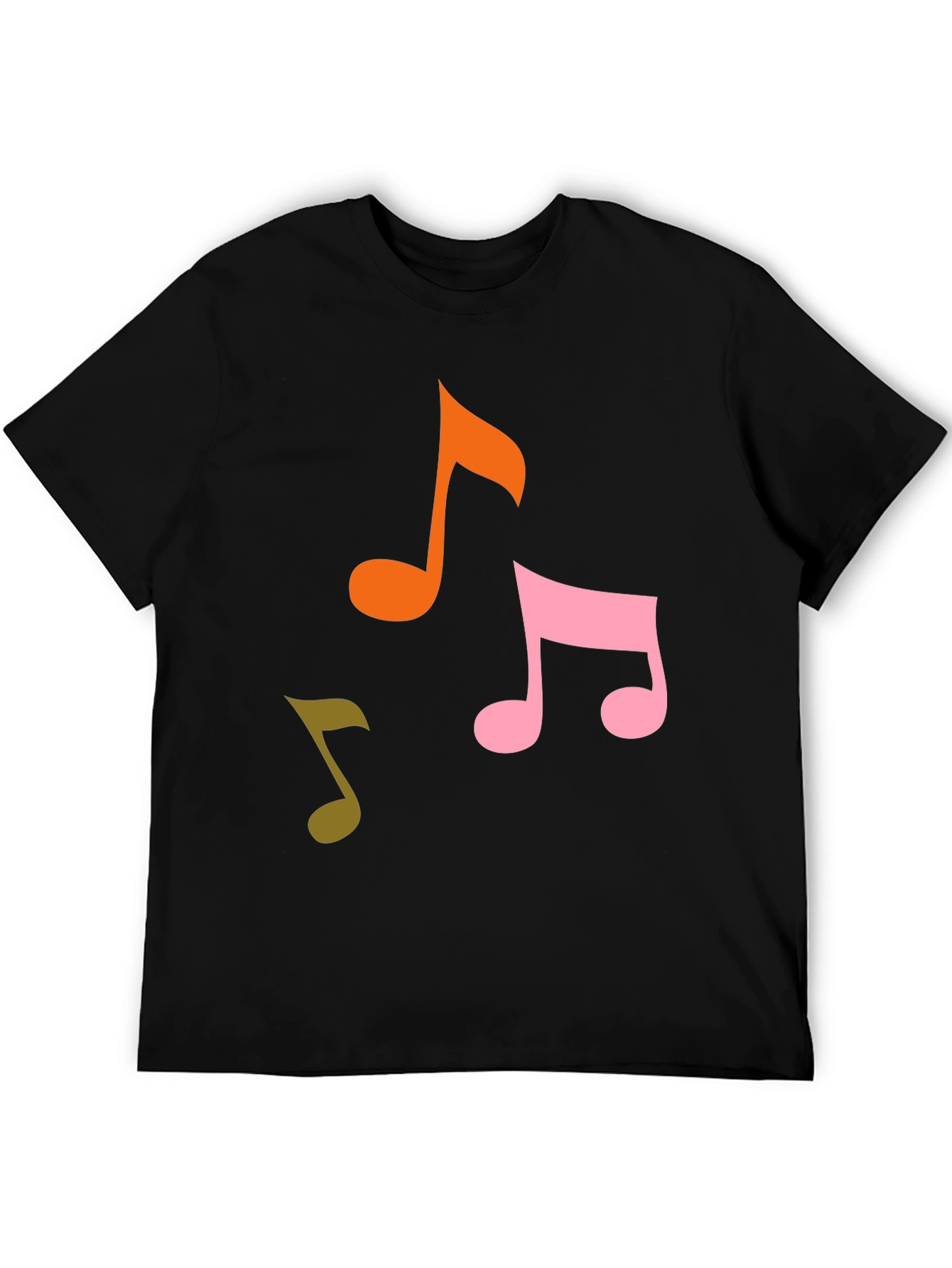 Musical Notes Graphic Tee - Black Cotton T-Shirt