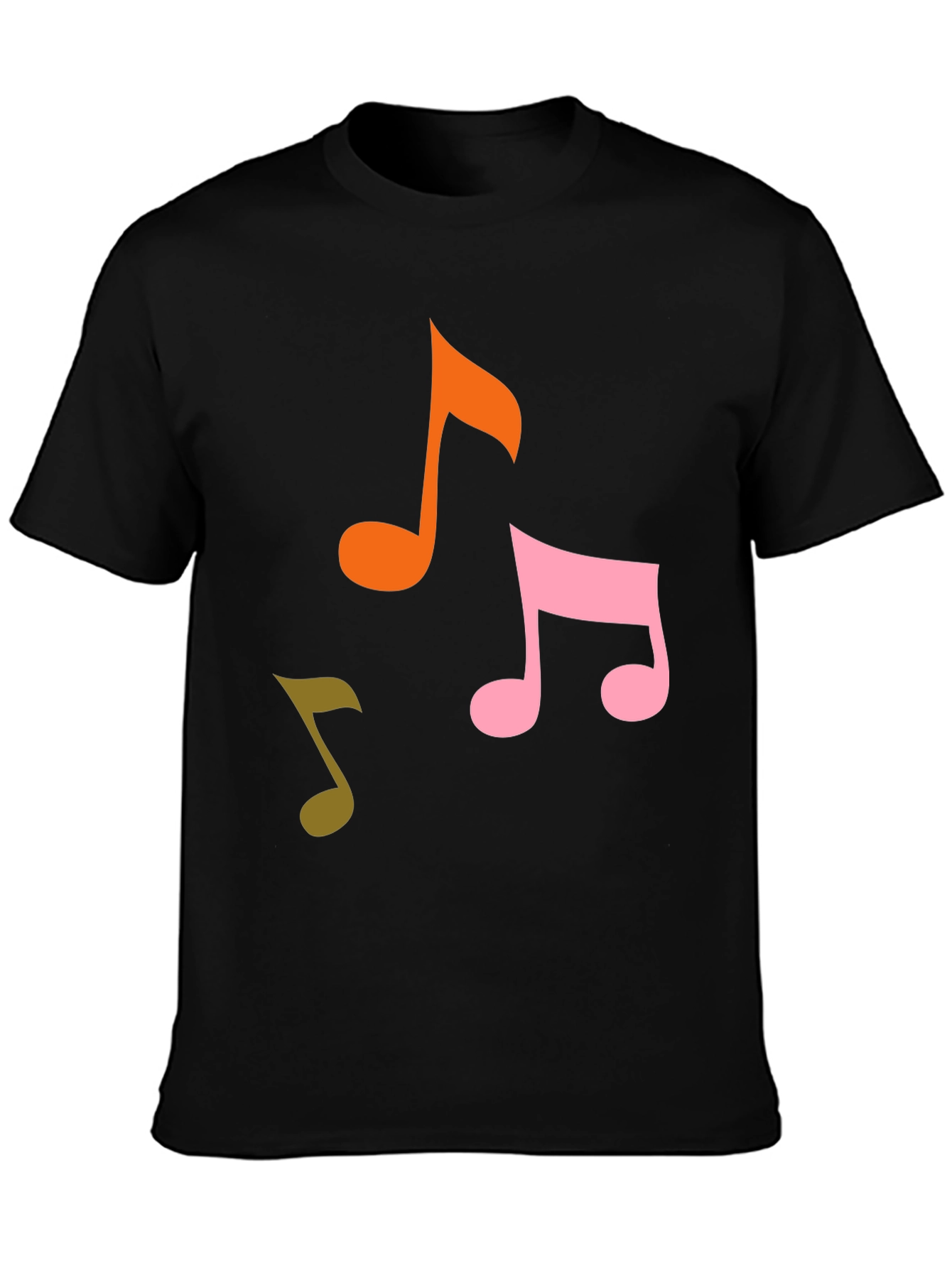 Musical Notes Graphic Tee - Black Cotton T-Shirt